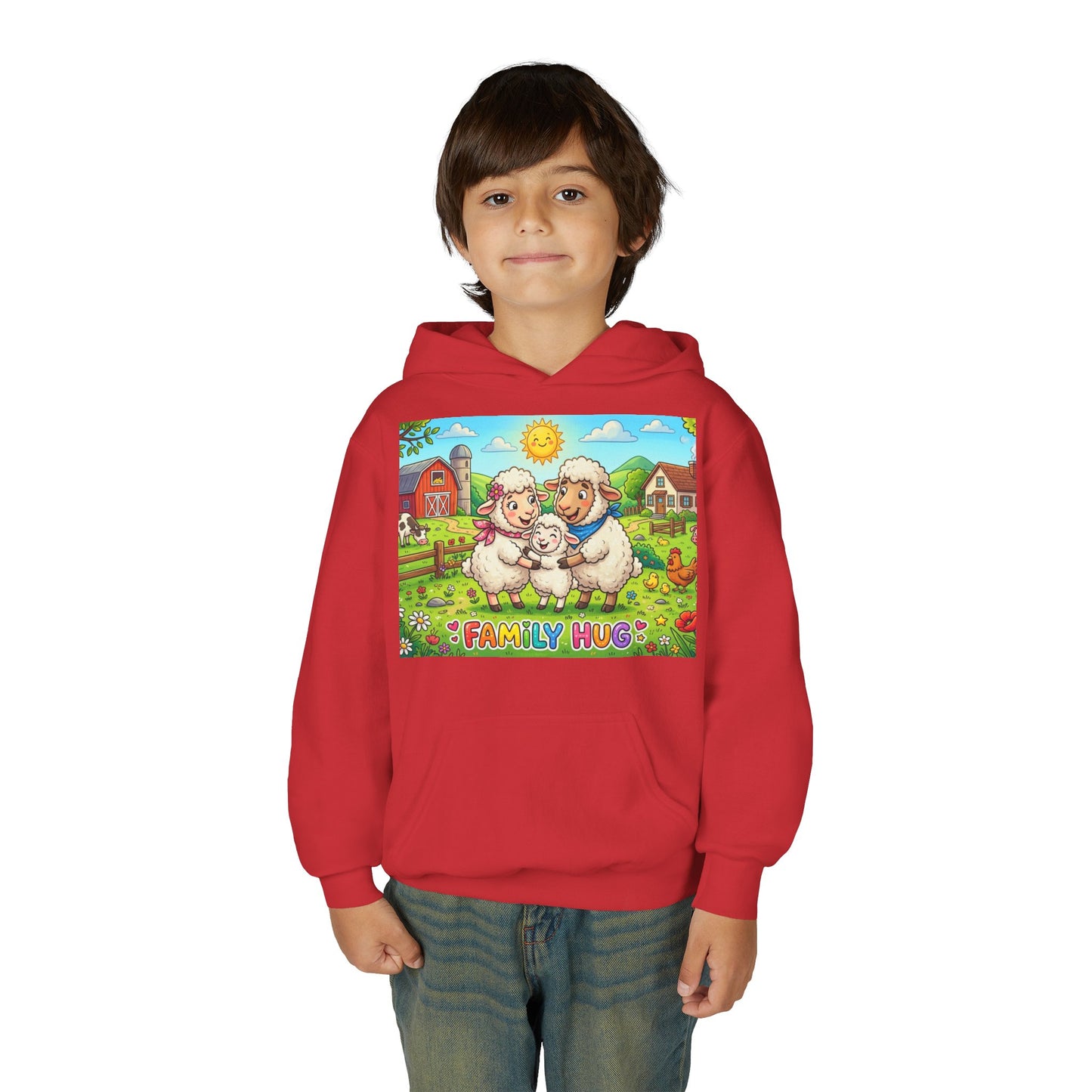 Family Hug Lamb Youth Heavy Blend Hooded Sweatshirt