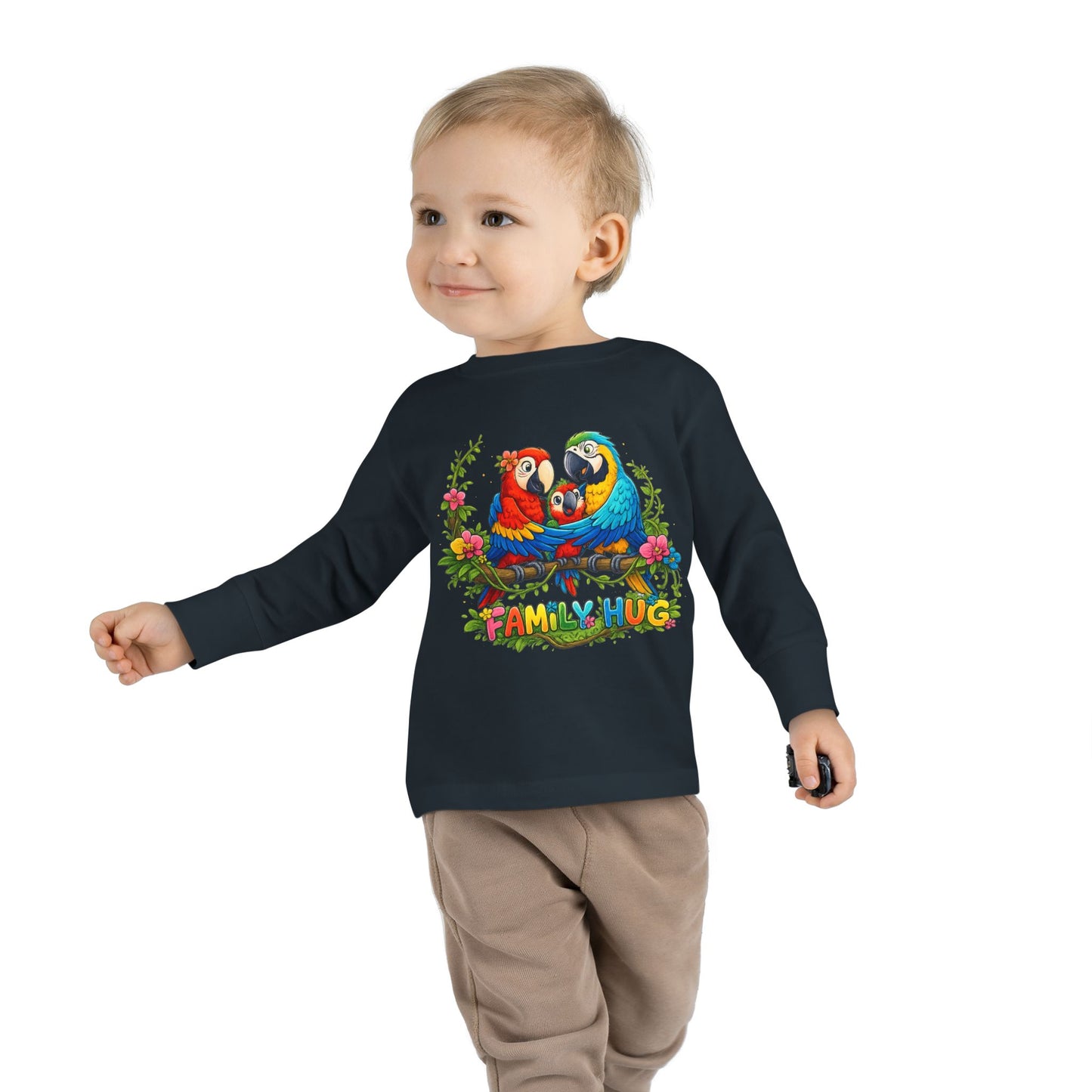 Family Hug Macaw Toddler Long Sleeve Tee