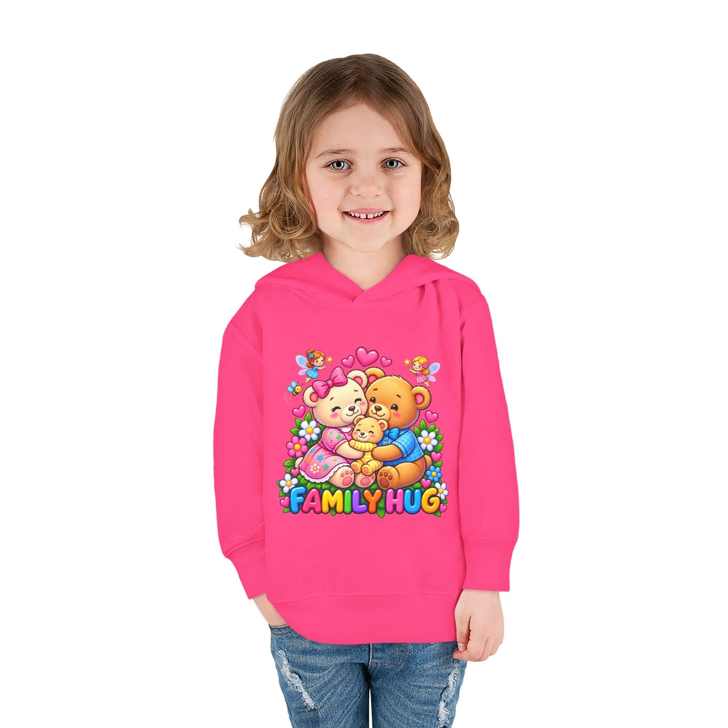 Family Hug Teddy Toddler Pullover Fleece Hoodie