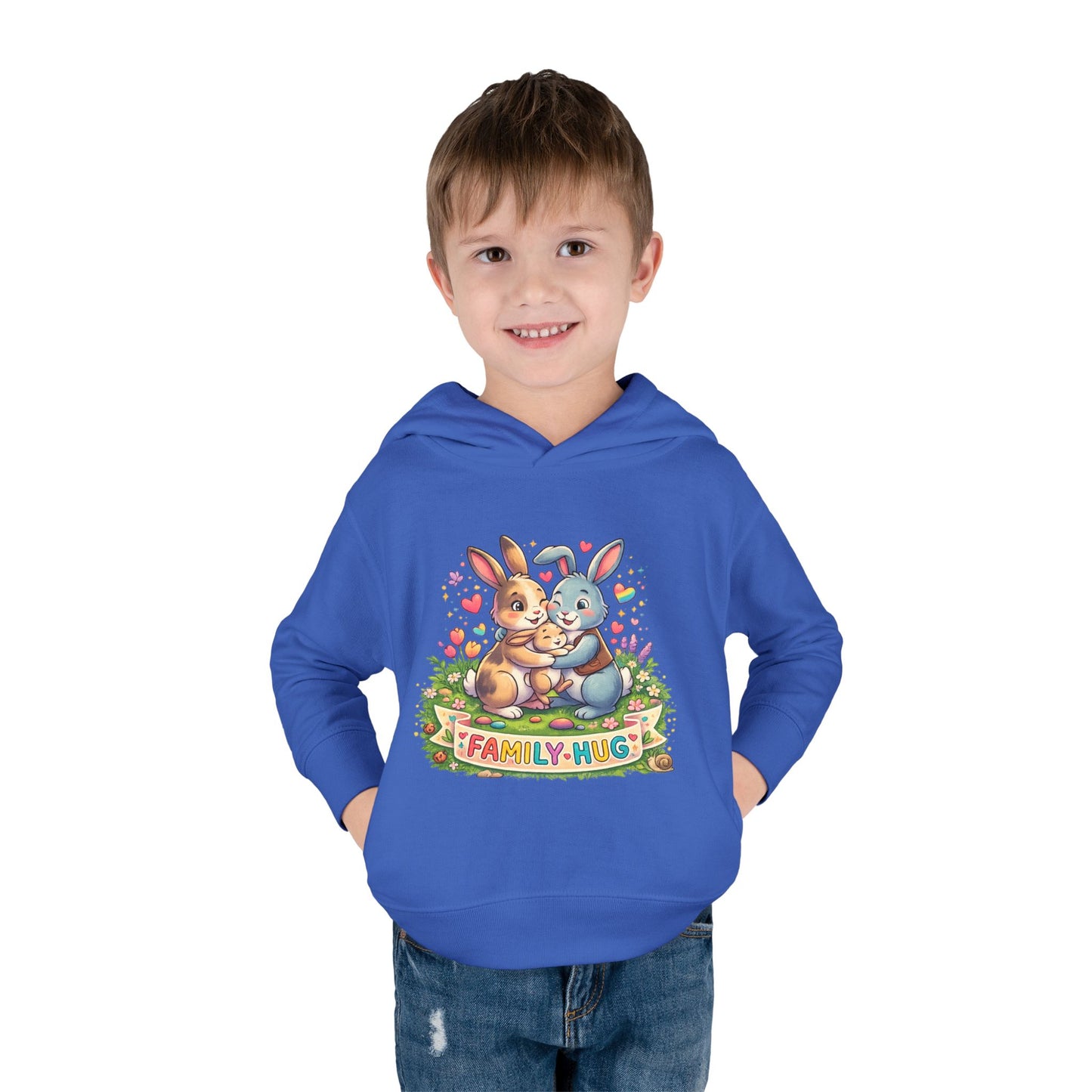 Family Hug Bunny Toddler Pullover Fleece Hoodie