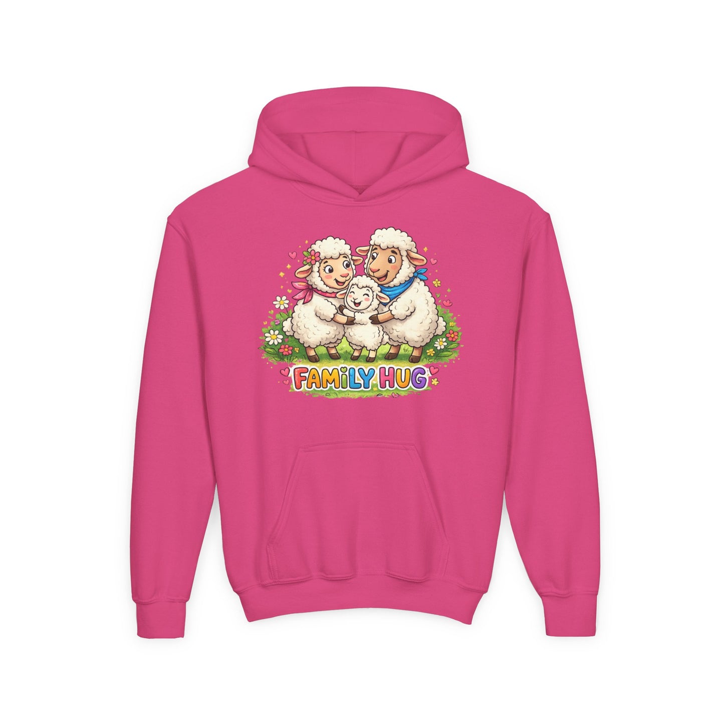 Family Hug Lamb Youth Heavy Blend Hooded Sweatshirt