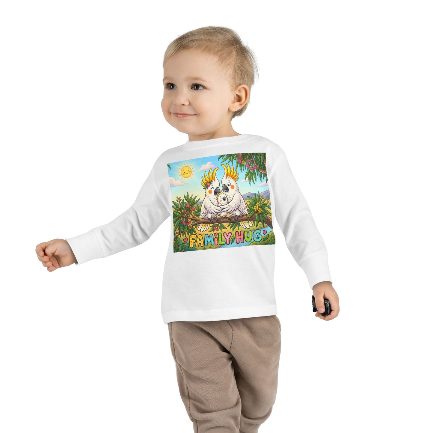 Family Hug Cockatoo Toddler Long Sleeve Tee