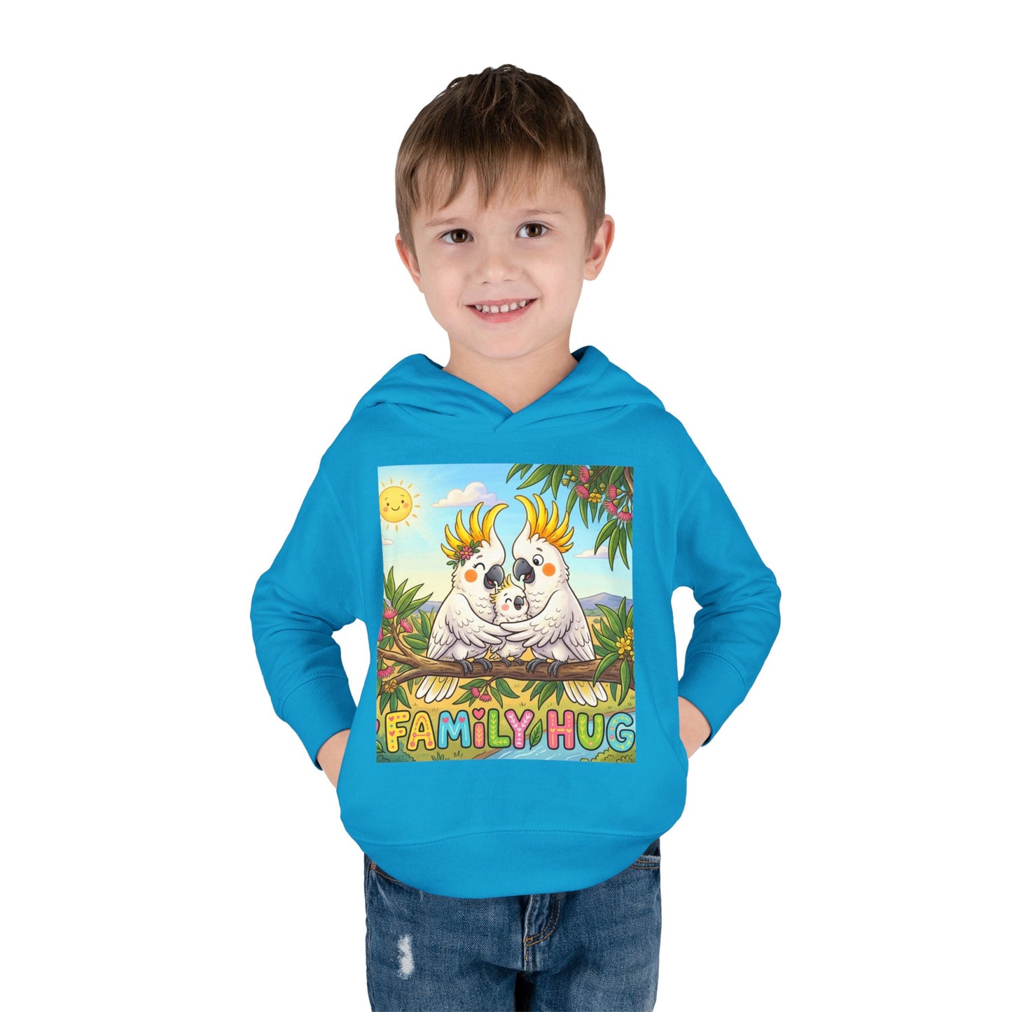 Family Hug Cockatoo Toddler Pullover Fleece Hoodie