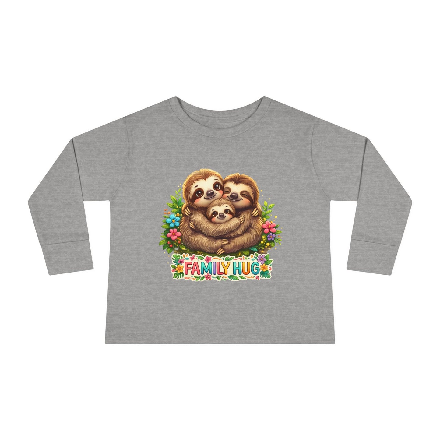 Family Hug Sloth Toddler Long Sleeve Tee