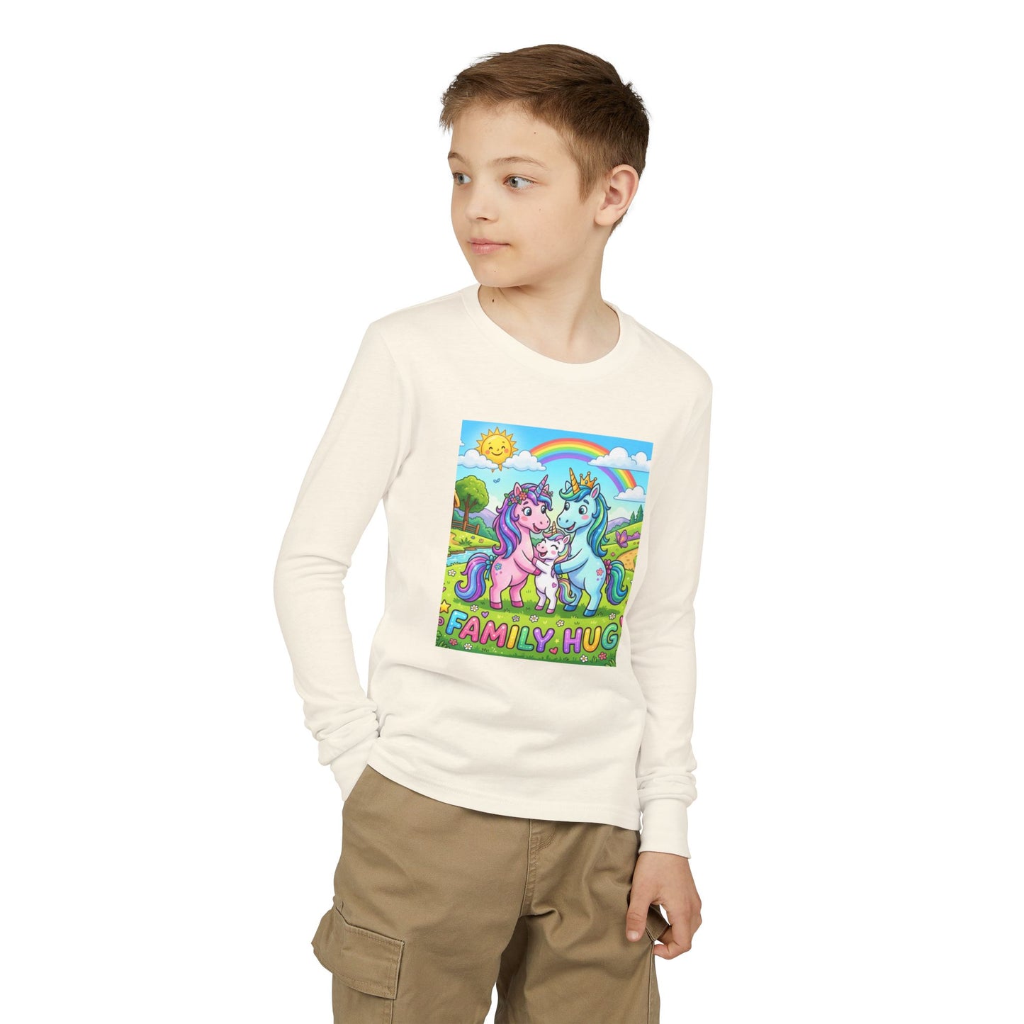 Family Hug Unicorn Youth Jersey Long Sleeve Tee