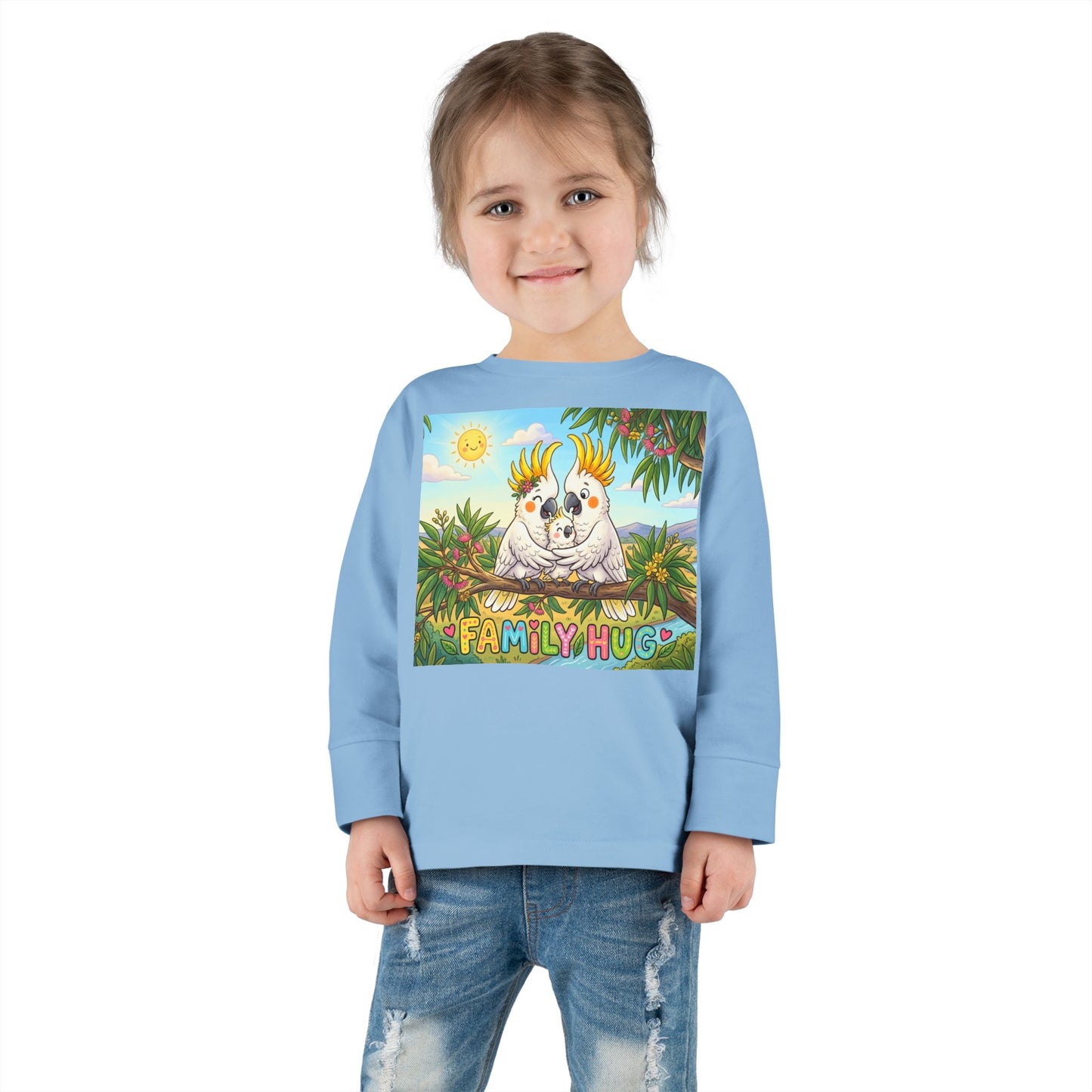 Family Hug Cockatoo Toddler Long Sleeve Tee