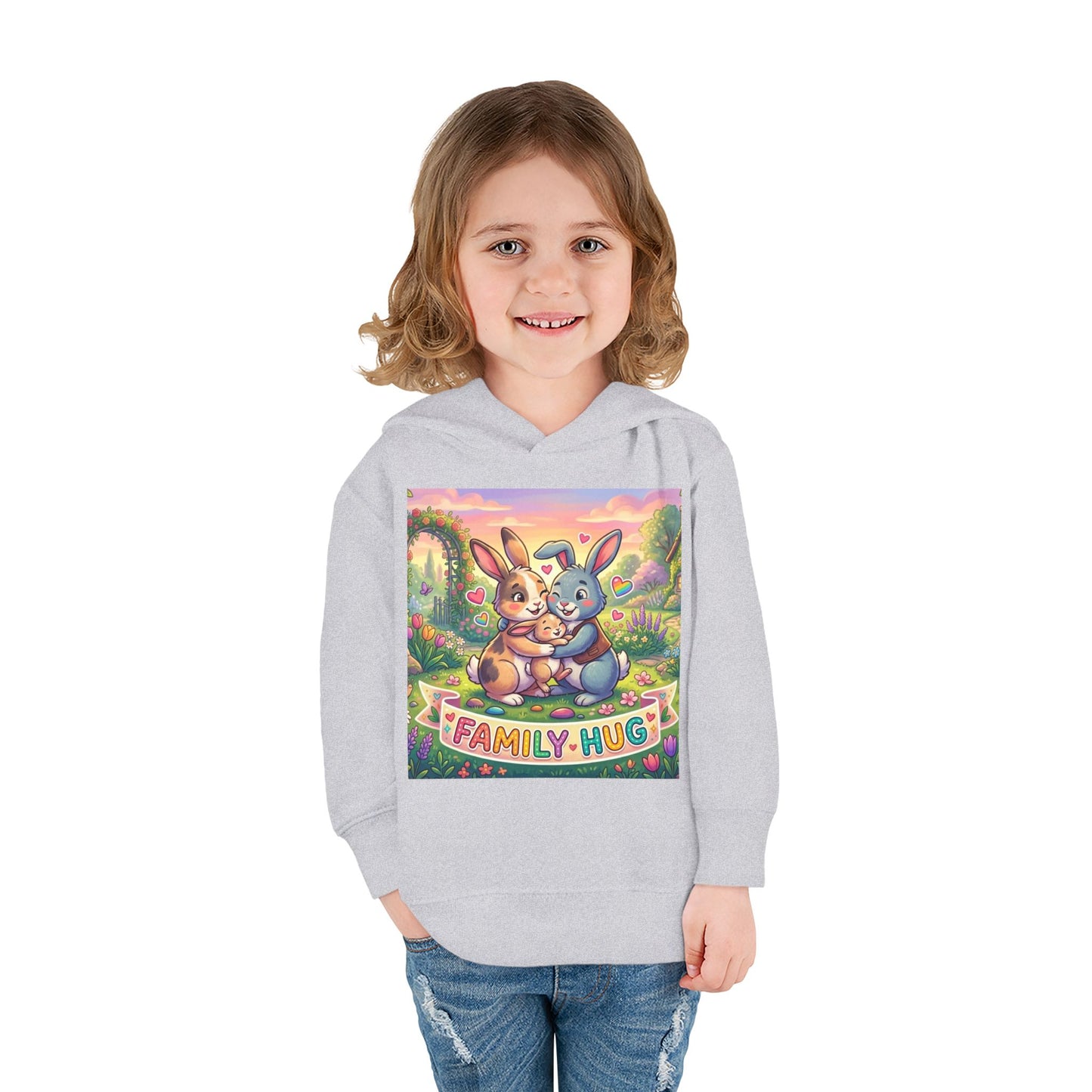 Family Hug Bunny Toddler Pullover Fleece Hoodie