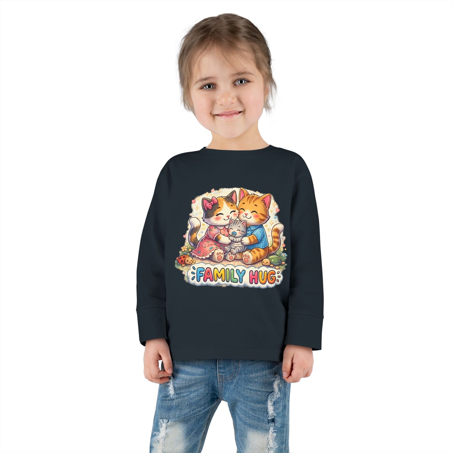 Family Hug Kitten Toddler Long Sleeve Tee