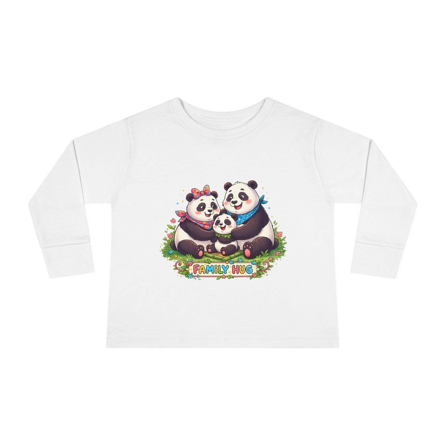 Family Hug Panda Toddler Long Sleeve Tee
