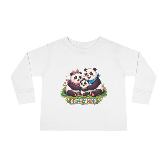 Family Hug Panda Toddler Long Sleeve Tee