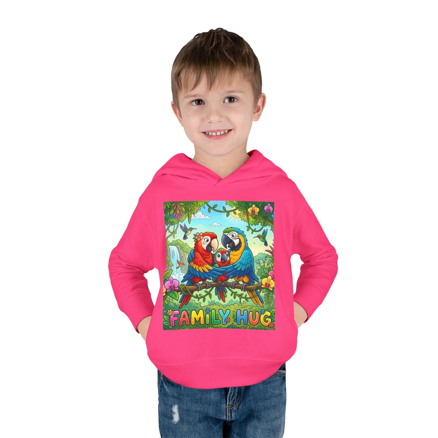 Family Hug Macaw Toddler Pullover Fleece Hoodie