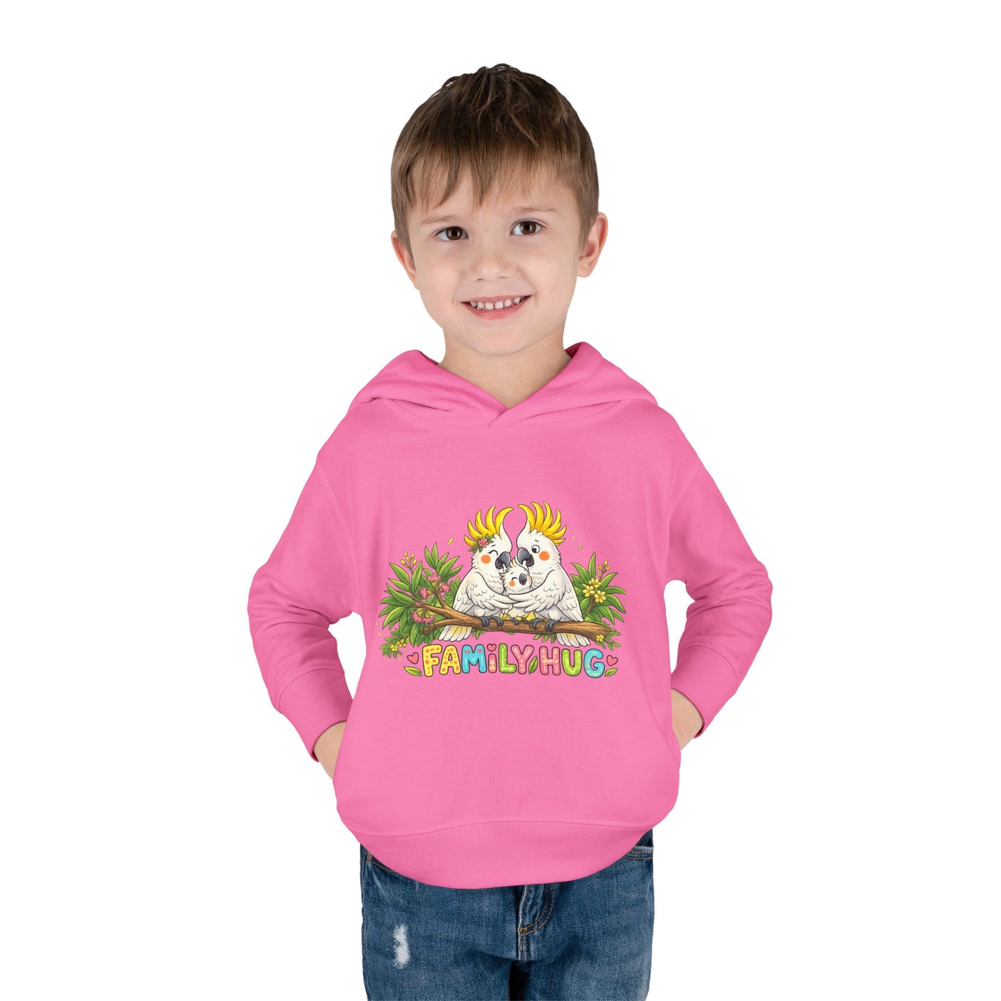 Family Hug Cockatoo Toddler Pullover Fleece Hoodie