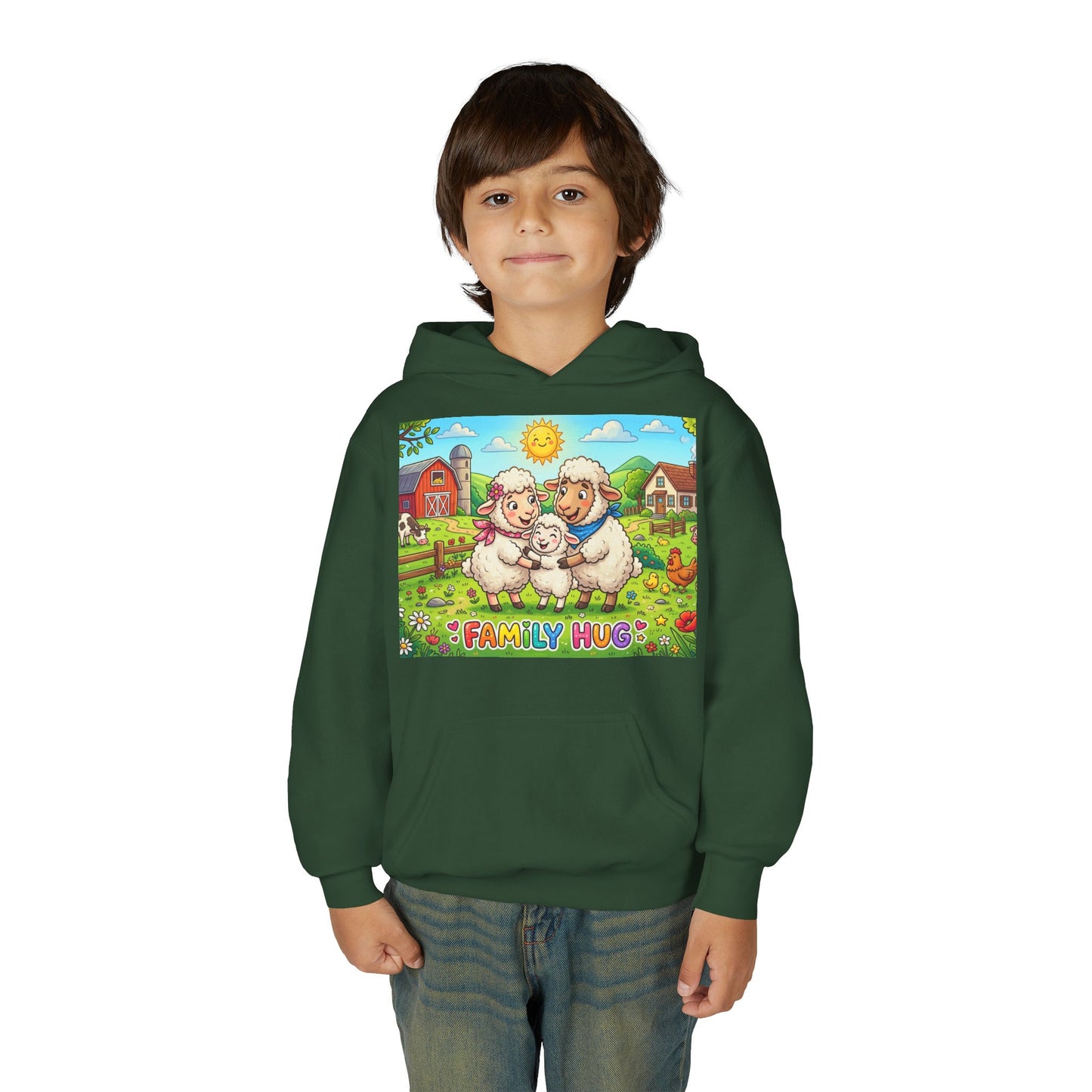 Family Hug Lamb Youth Heavy Blend Hooded Sweatshirt