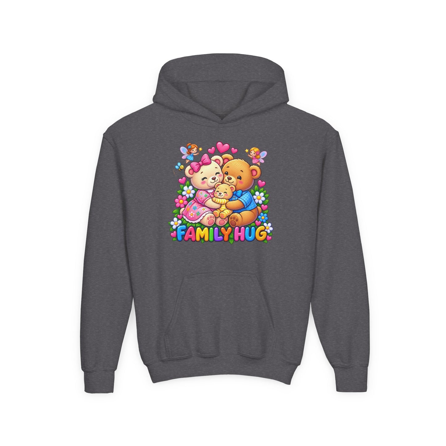 Family Hug Teddy Youth Heavy Blend Hooded Sweatshirt