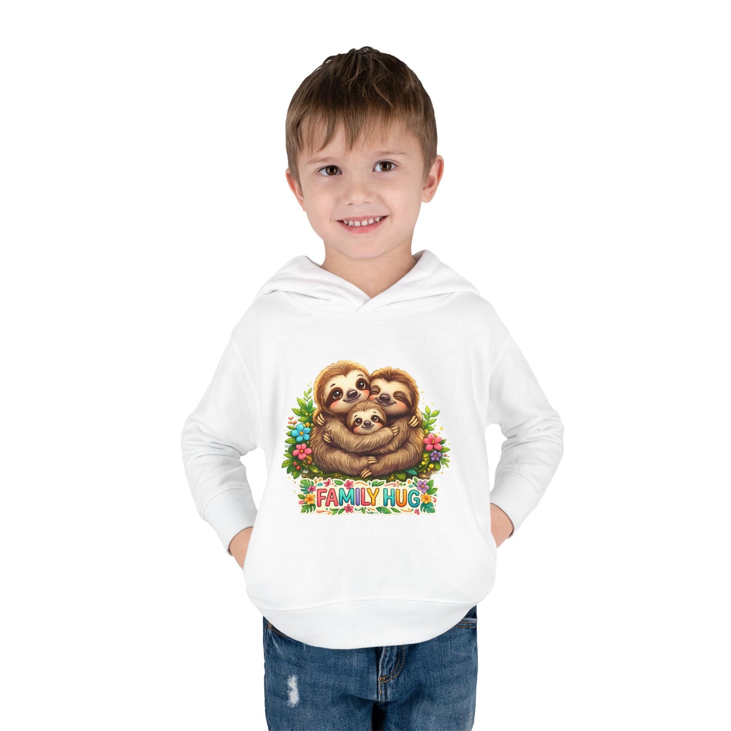 Family Hug Sloth Toddler Pullover Fleece Hoodie