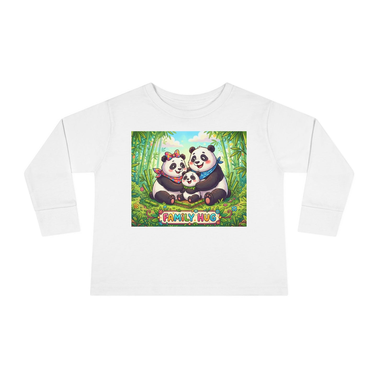 Family Hug Panda Toddler Long Sleeve Tee