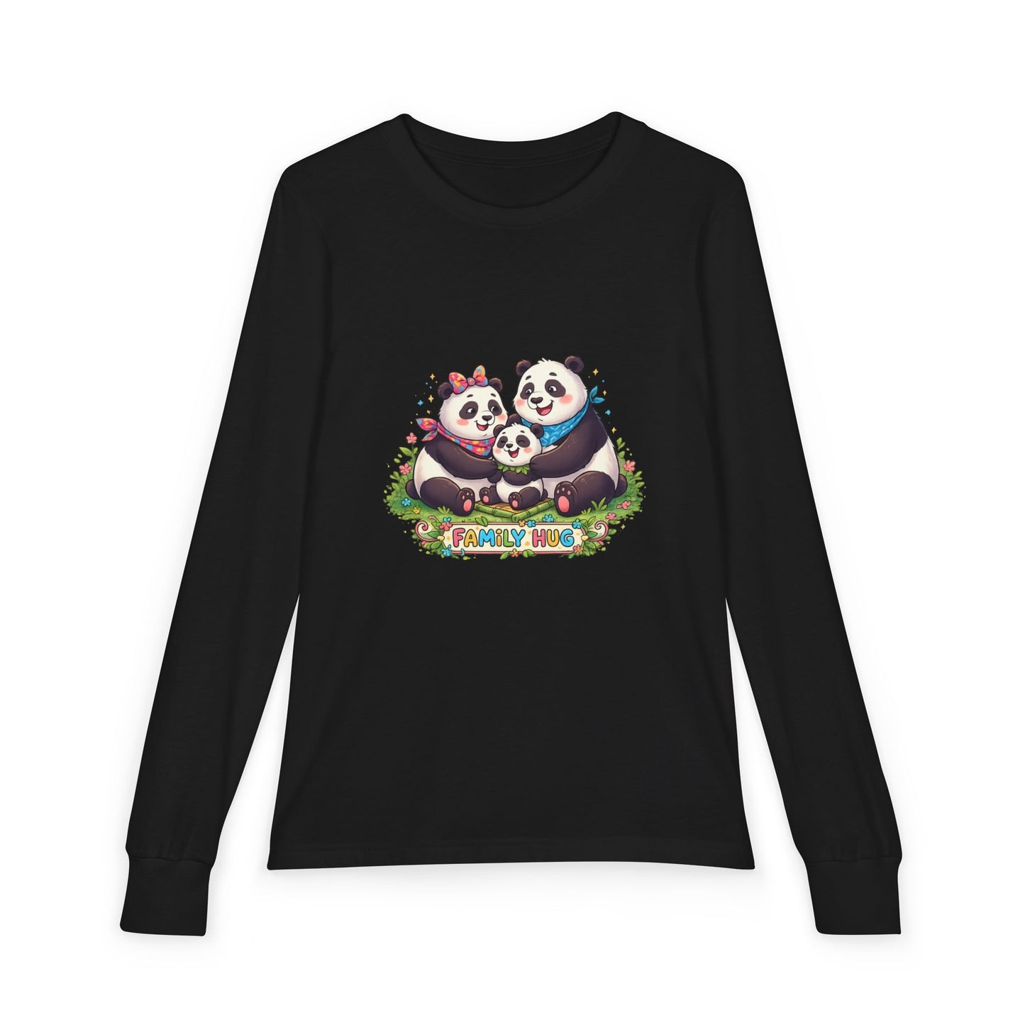 Family Hug Panda Youth Jersey Long Sleeve Tee