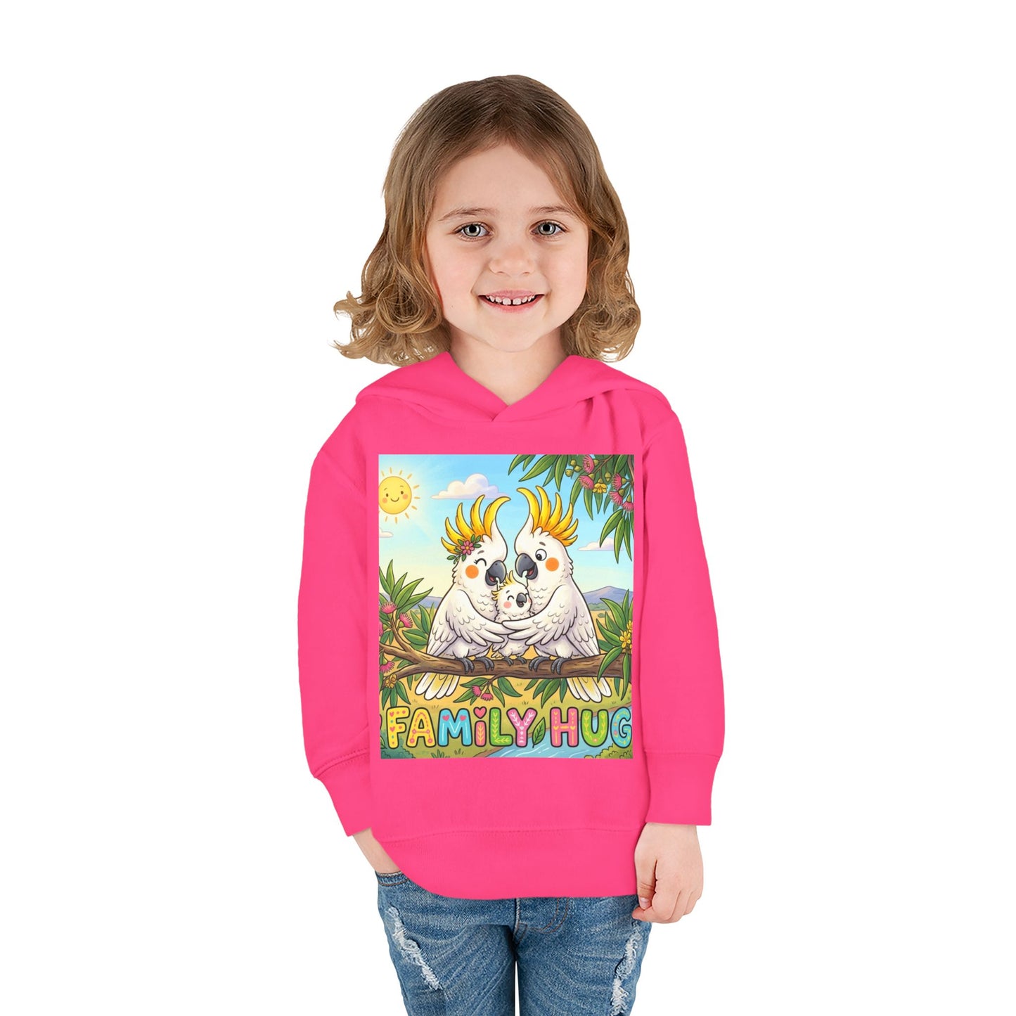 Family Hug Cockatoo Toddler Pullover Fleece Hoodie