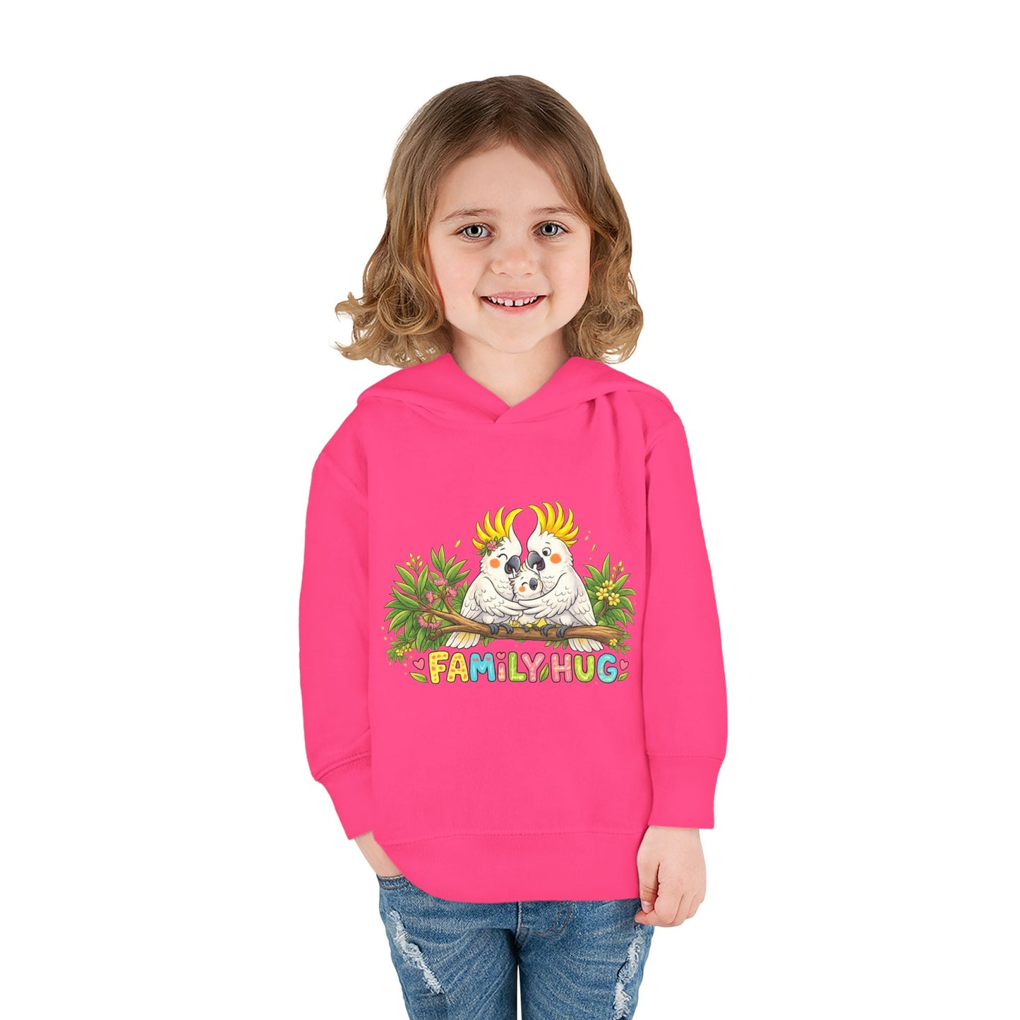 Family Hug Cockatoo Toddler Pullover Fleece Hoodie