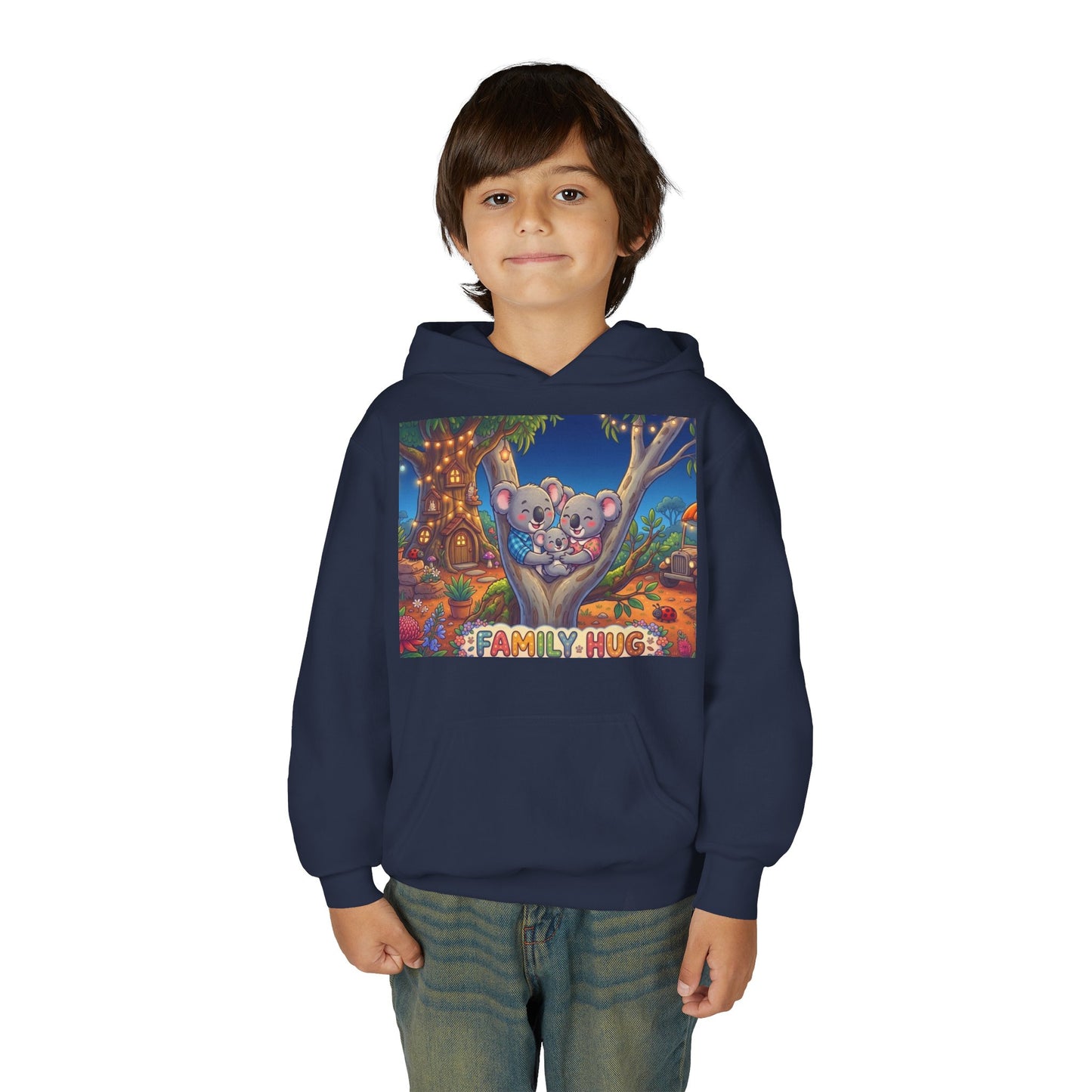 Family Hug Koala Youth Heavy Blend Hooded Sweatshirt