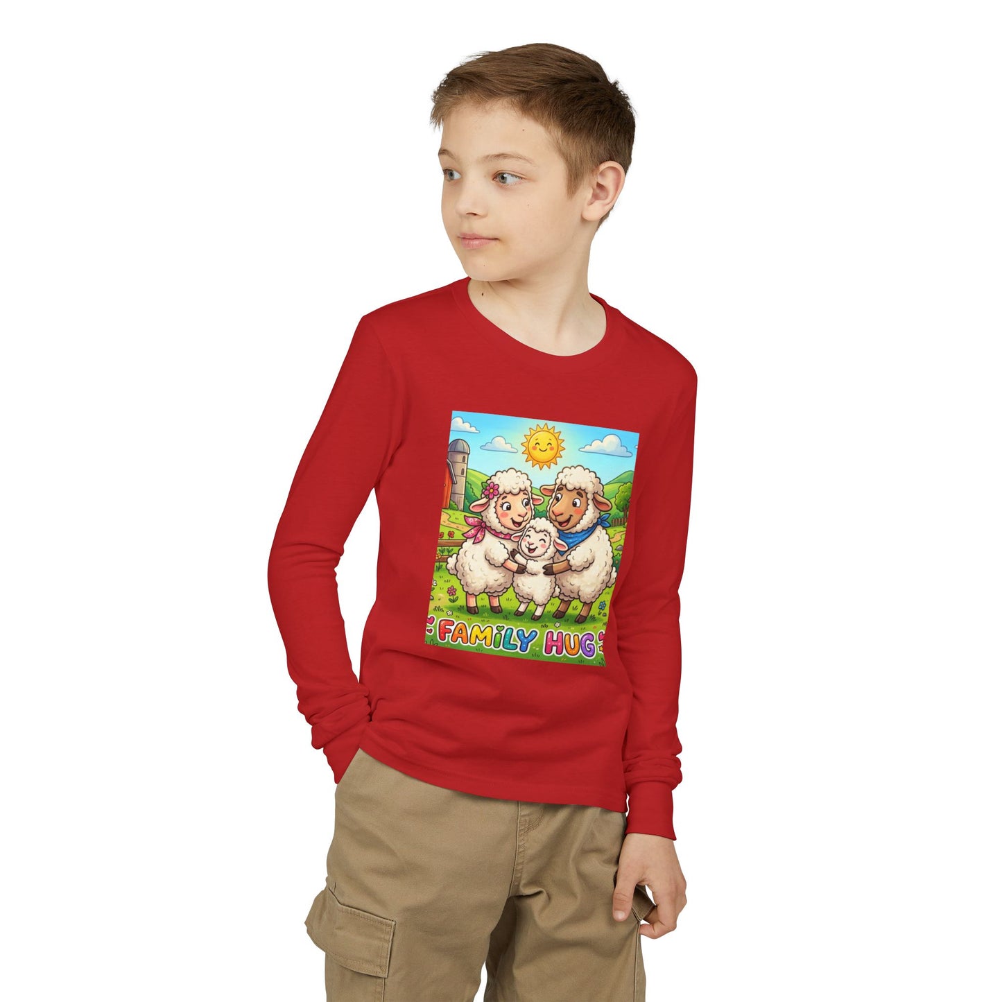 Family Hug Lamb Youth Jersey Long Sleeve Tee