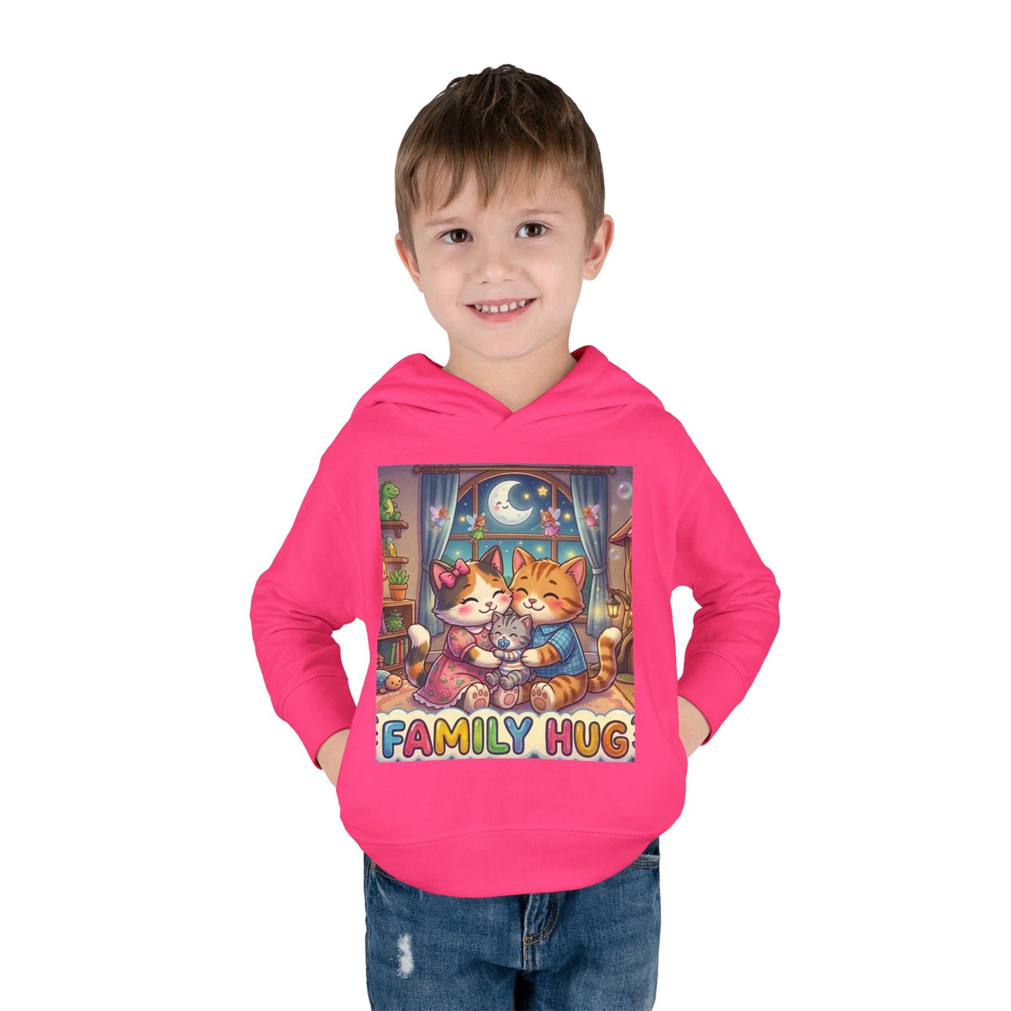 Family Hug Kitten Toddler Pullover Fleece Hoodie