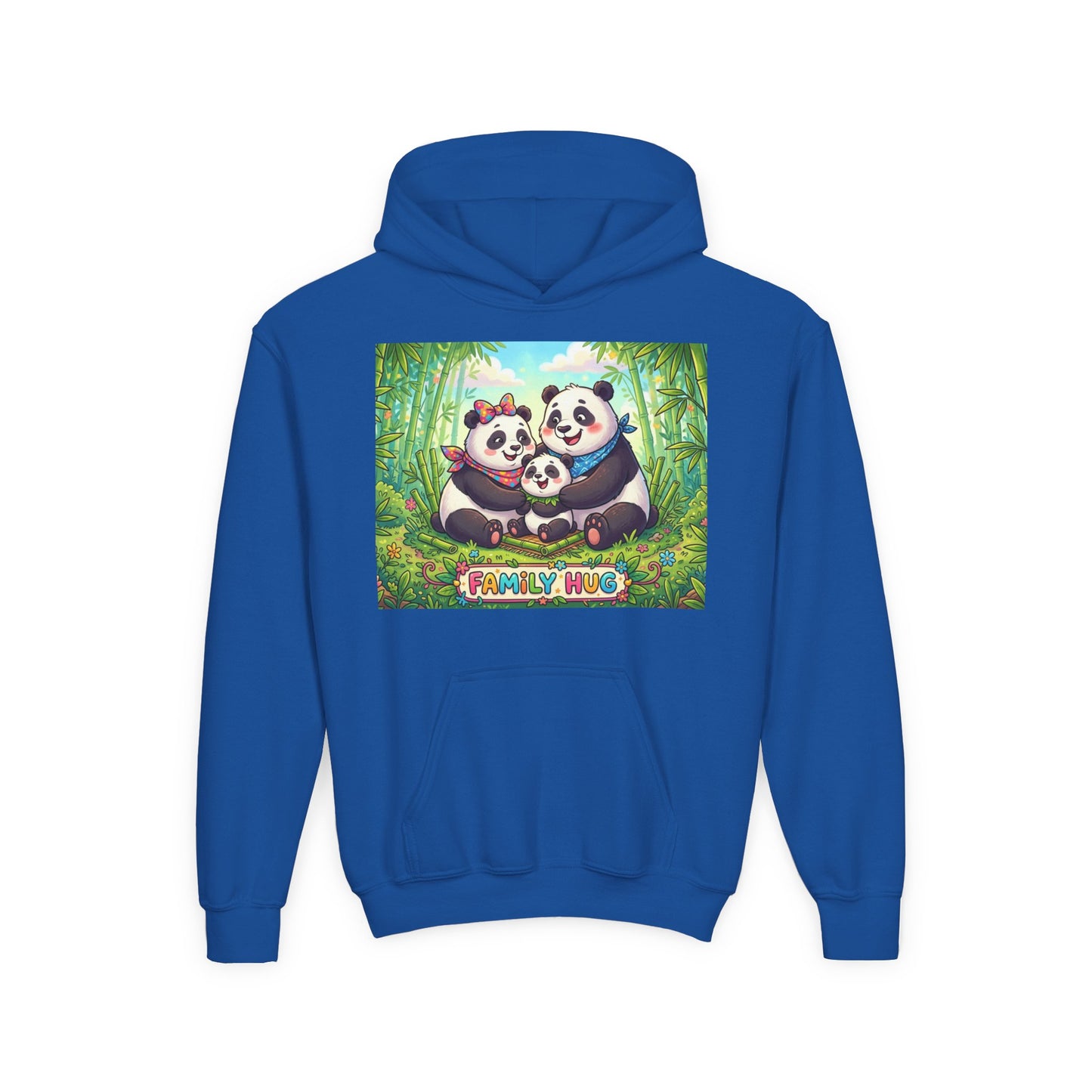 Family Hug Panda Youth Heavy Blend Hooded Sweatshirt