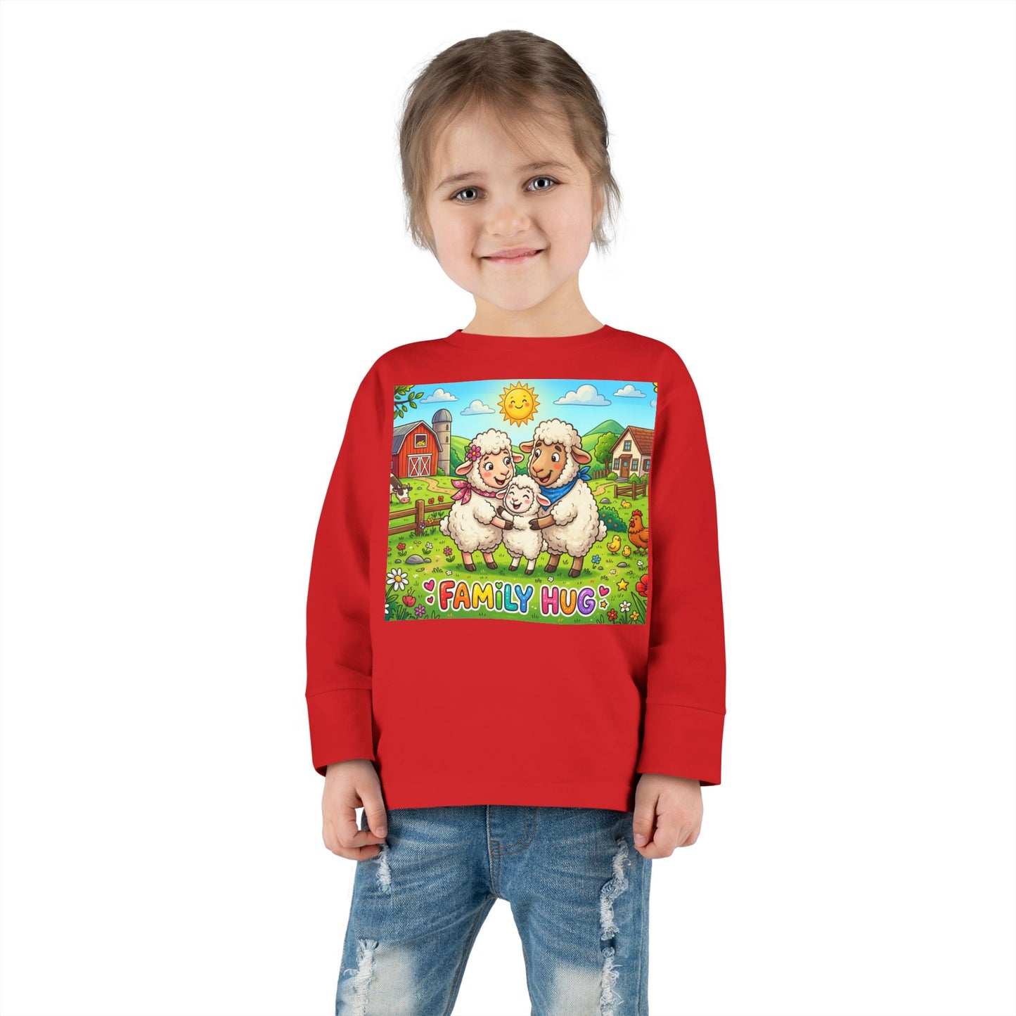 Family Hug Lamb Toddler Long Sleeve Tee