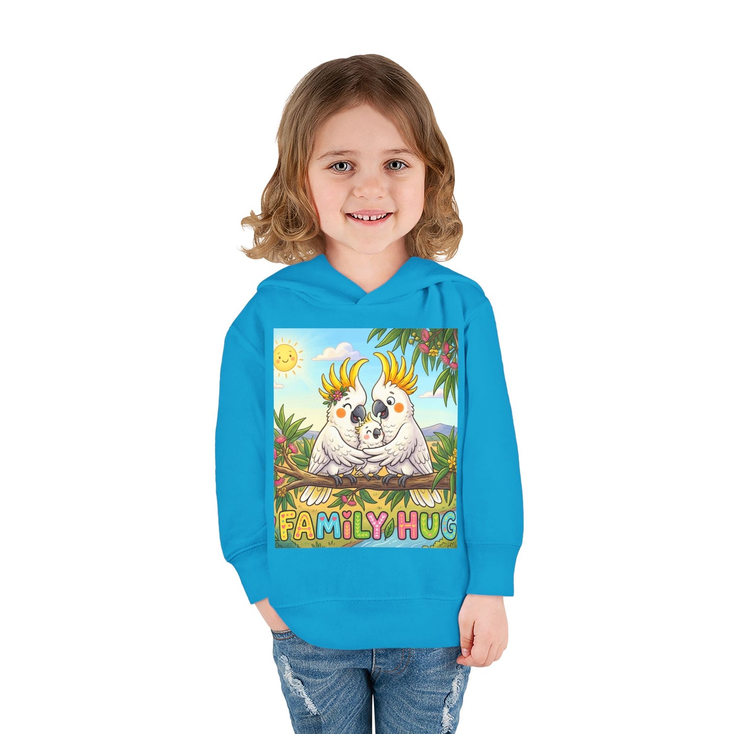 Family Hug Cockatoo Toddler Pullover Fleece Hoodie
