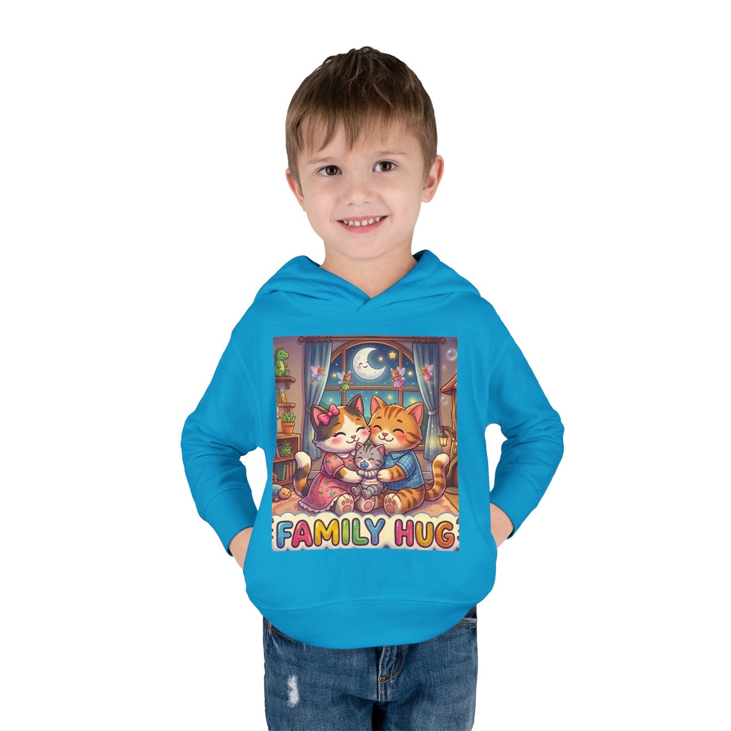 Family Hug Kitten Toddler Pullover Fleece Hoodie