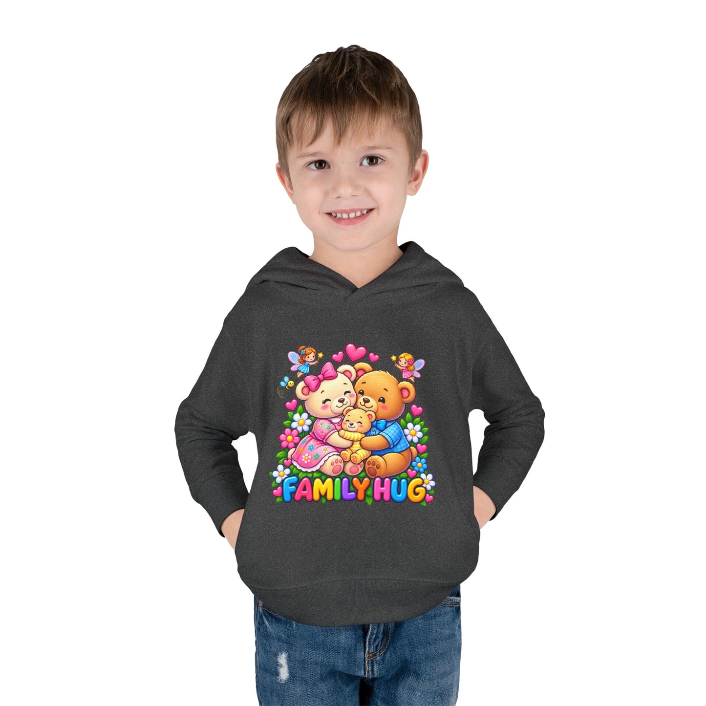 Family Hug Teddy Toddler Pullover Fleece Hoodie