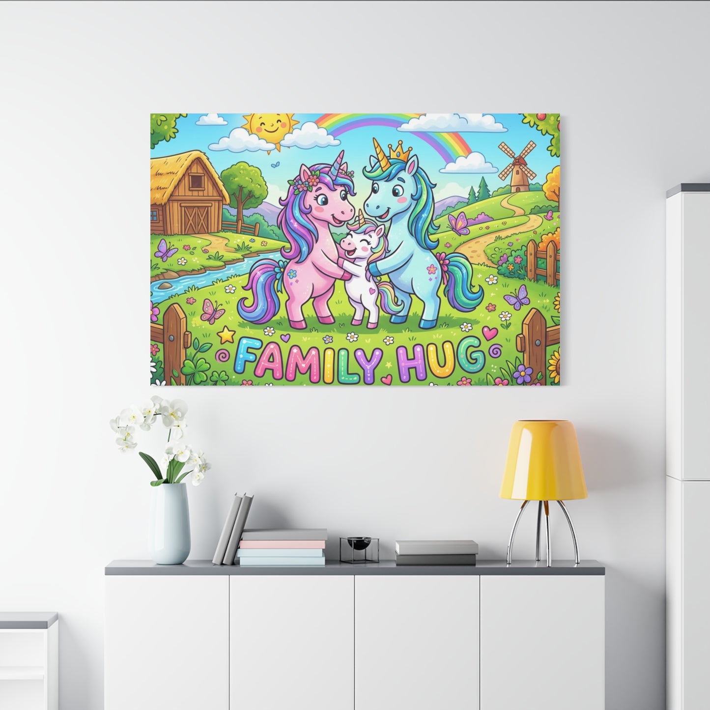 Family Hug Unicorn Classic Canvas