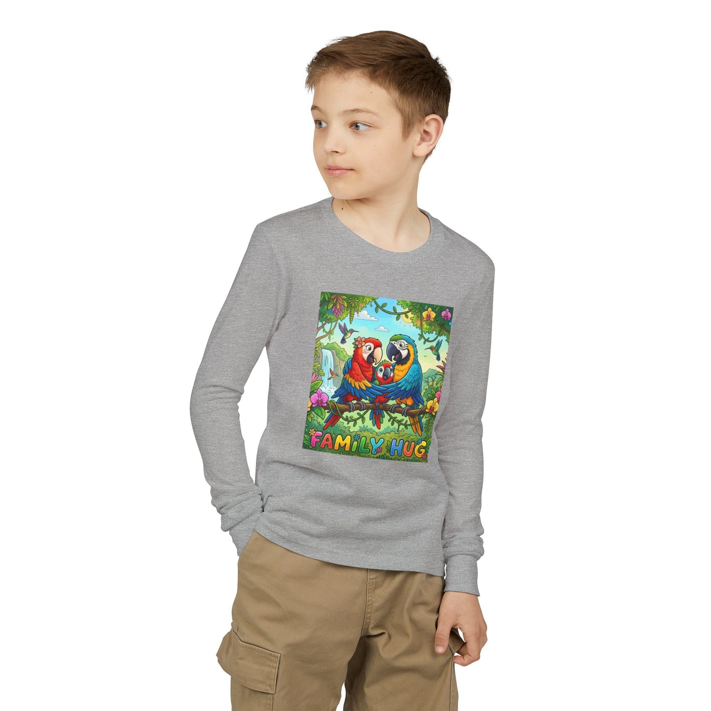 Family Hug Macaw Youth Jersey Long Sleeve Tee