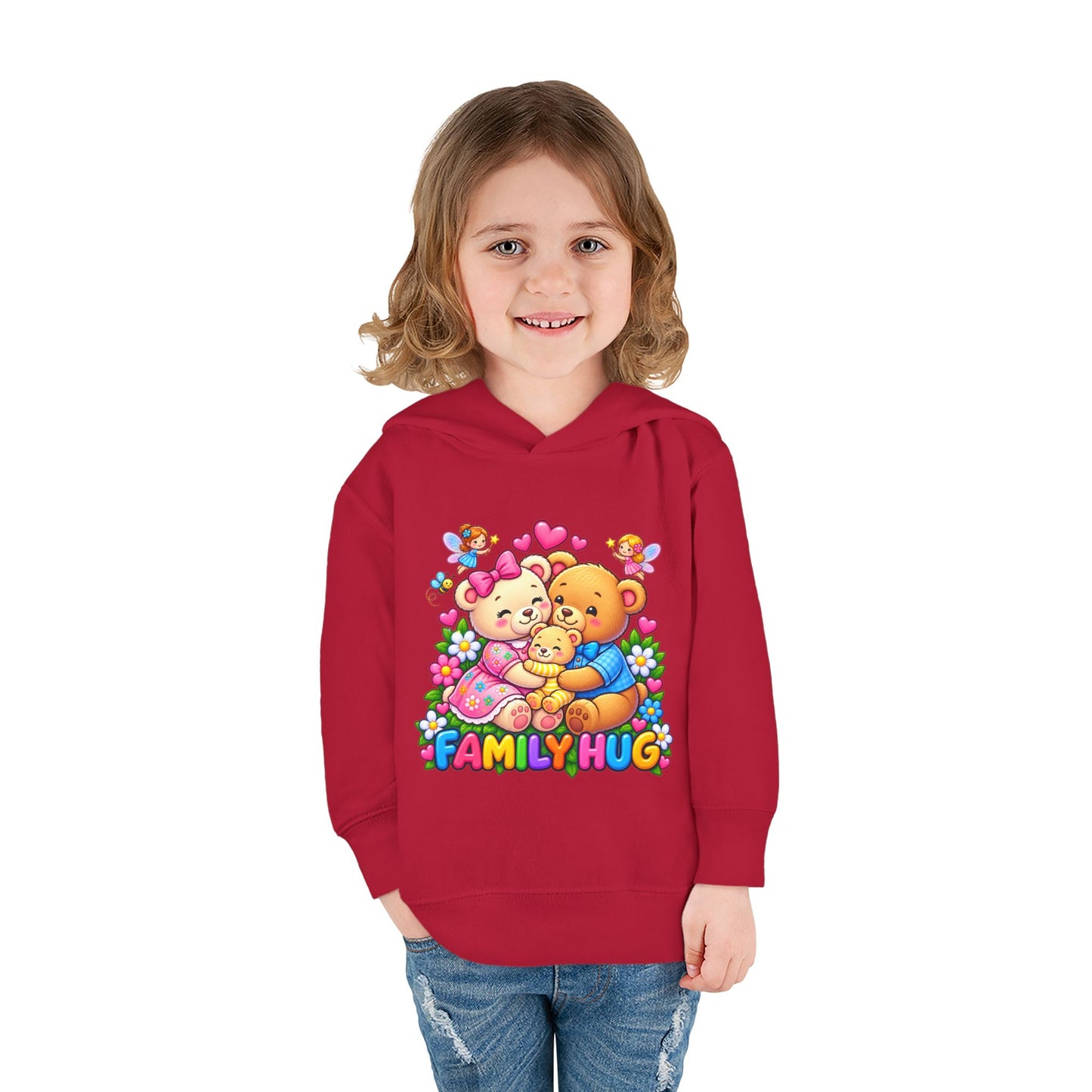 Family Hug Teddy Toddler Pullover Fleece Hoodie