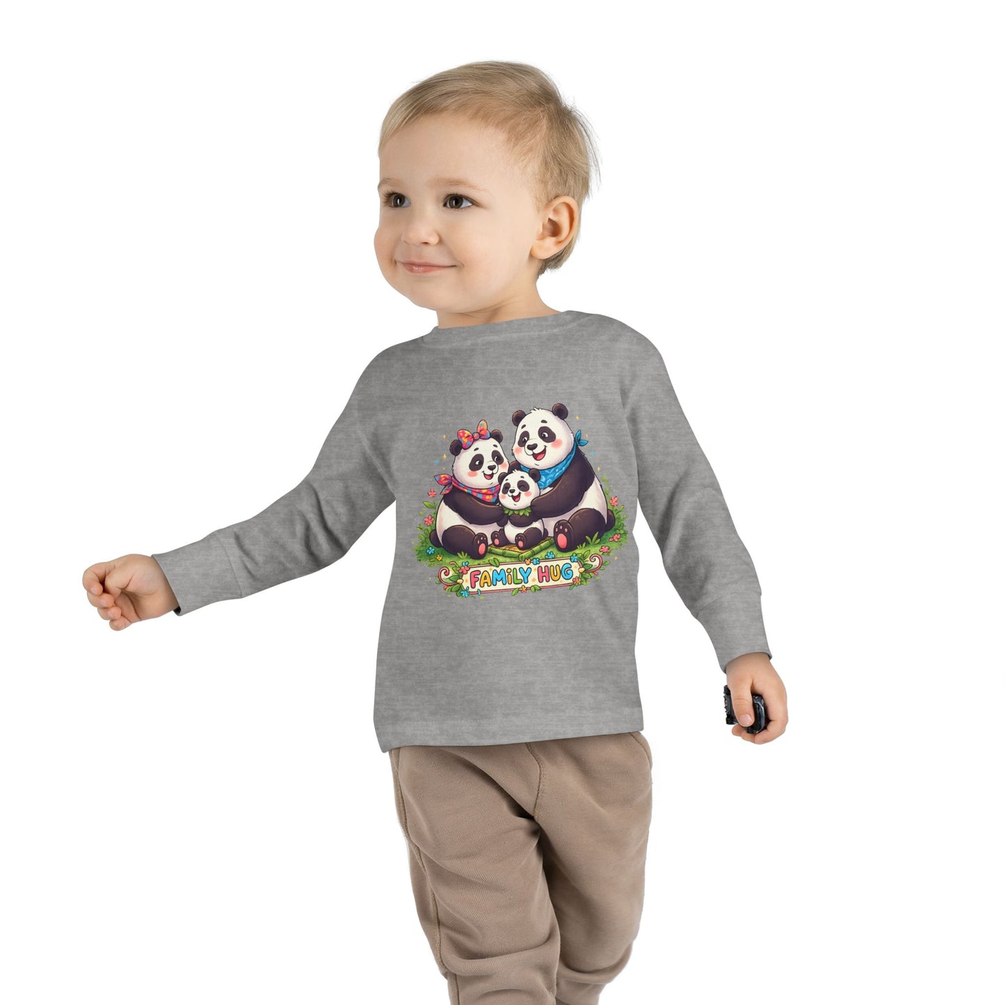 Family Hug Panda Toddler Long Sleeve Tee