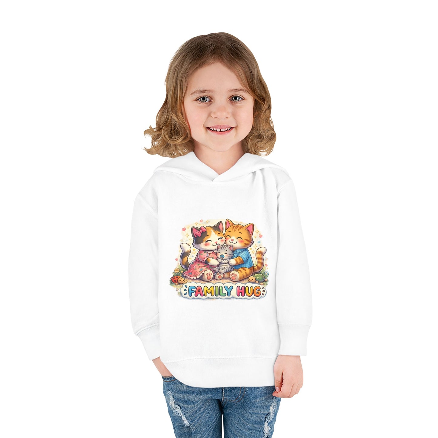 Family Hug Kitten Toddler Pullover Fleece Hoodie