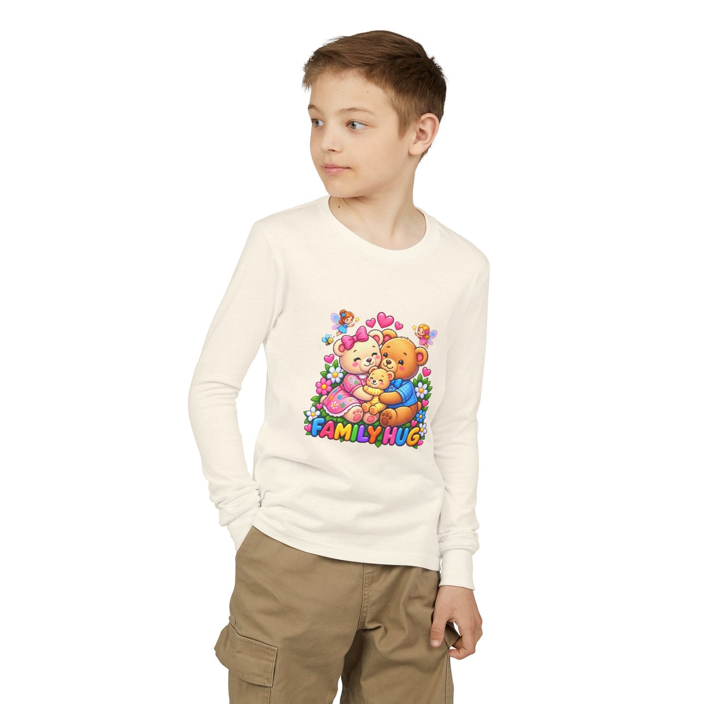 Family Hug Teddy Youth Jersey Long Sleeve Tee