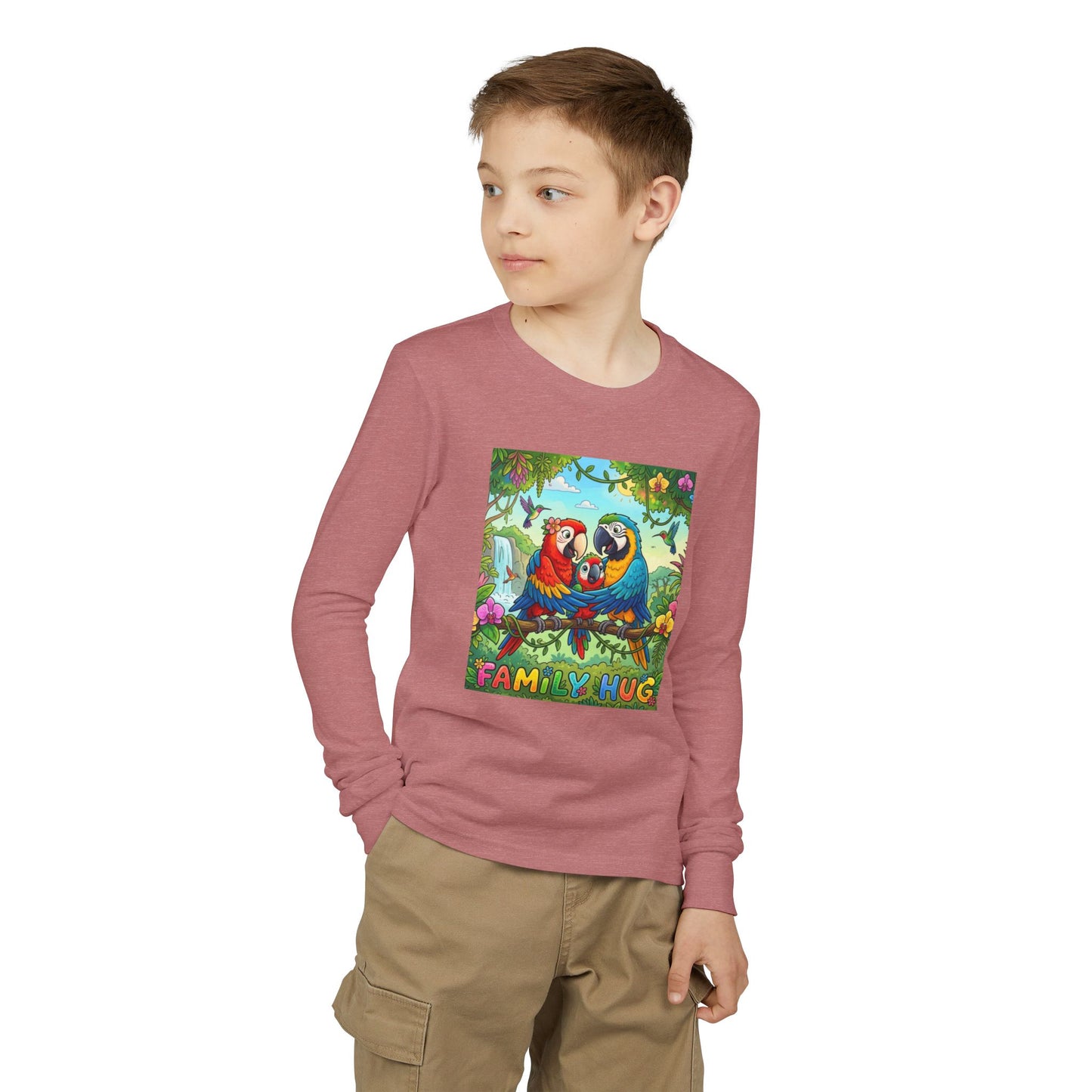 Family Hug Macaw Youth Jersey Long Sleeve Tee