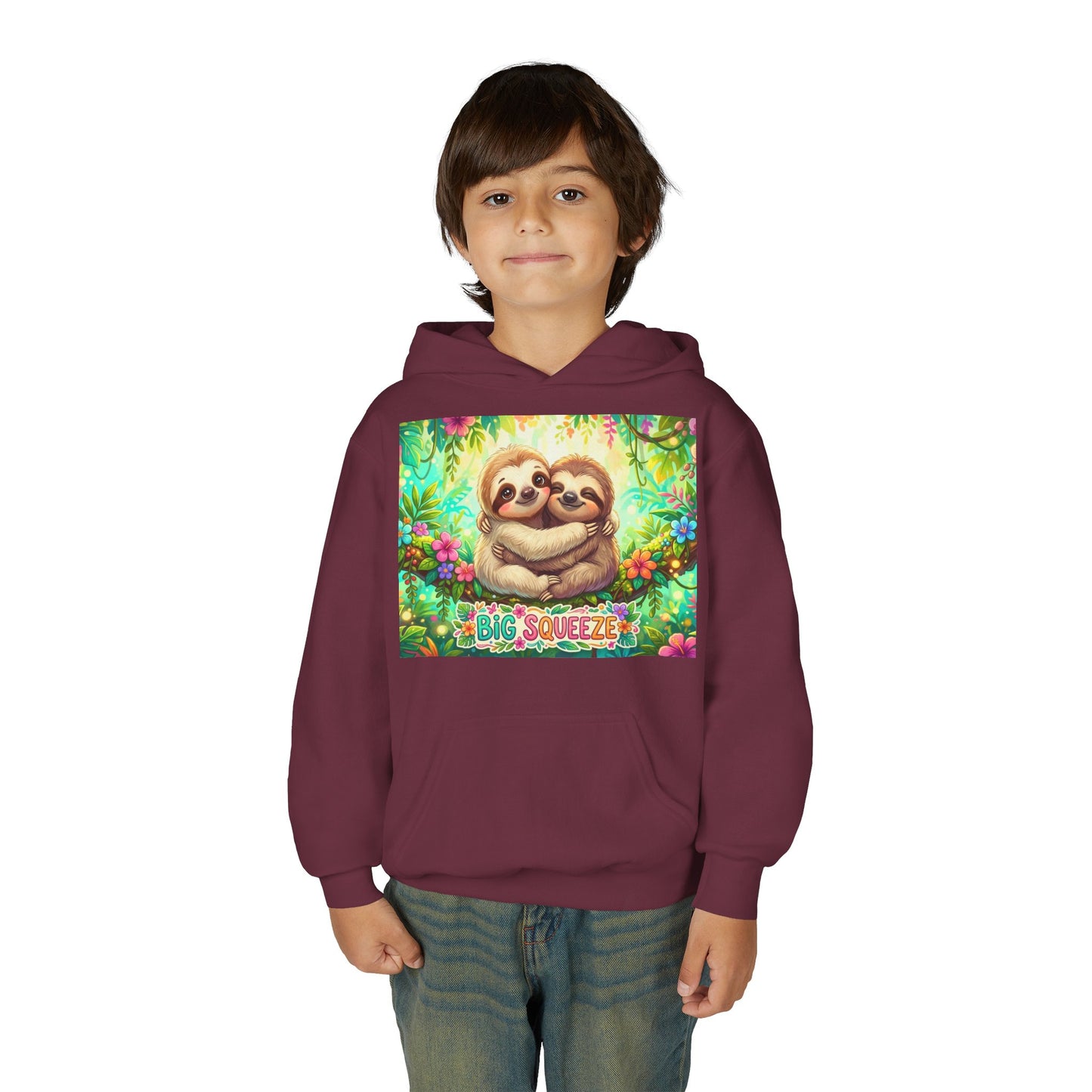 Big Squeeze Sloth Youth Heavy Blend Hooded Sweatshirt