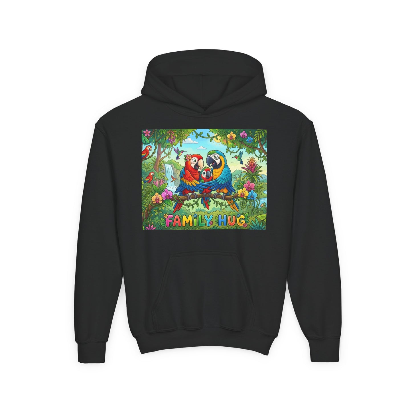 Family Hug Macaw Youth Heavy Blend Hooded Sweatshirt