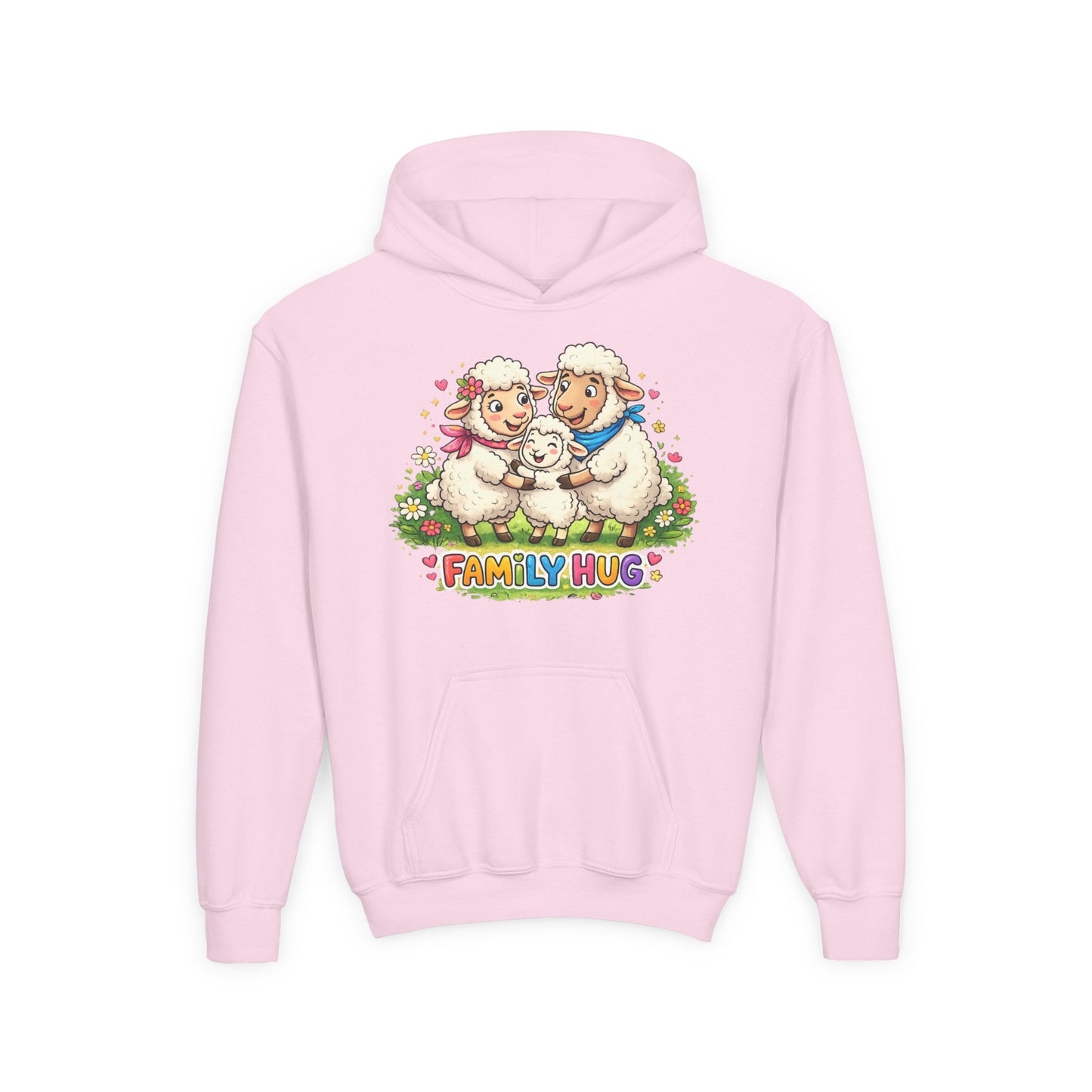 Family Hug Lamb Youth Heavy Blend Hooded Sweatshirt
