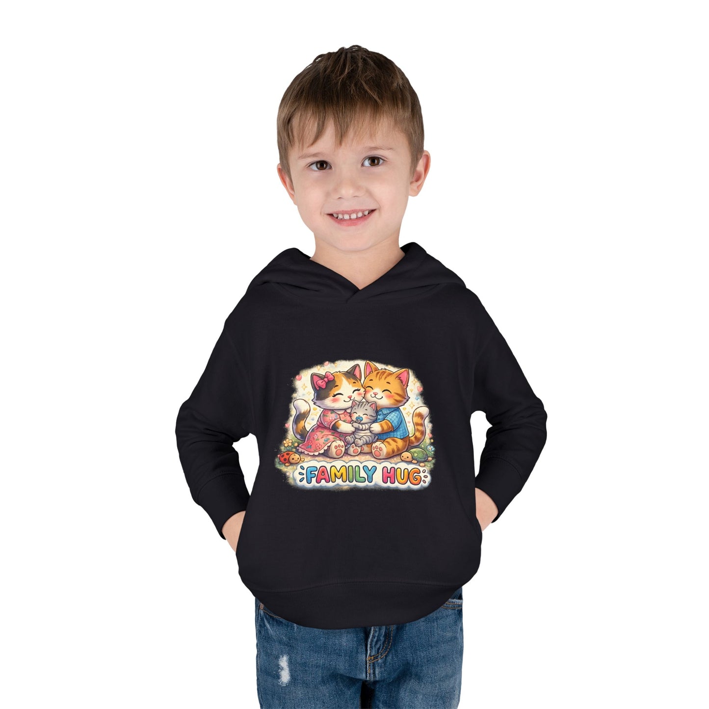 Family Hug Kitten Toddler Pullover Fleece Hoodie