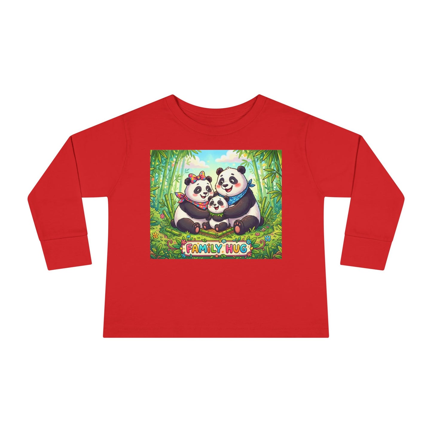 Family Hug Panda Toddler Long Sleeve Tee