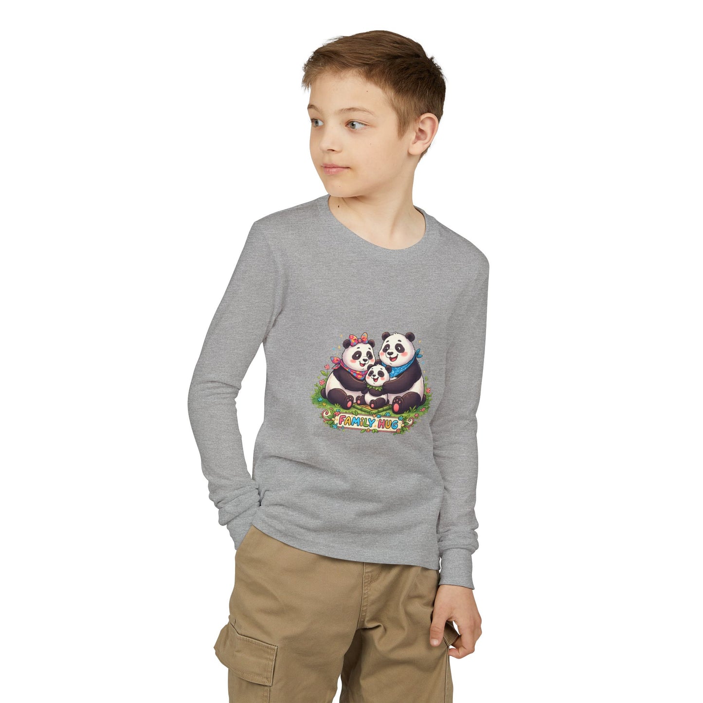 Family Hug Panda Youth Jersey Long Sleeve Tee