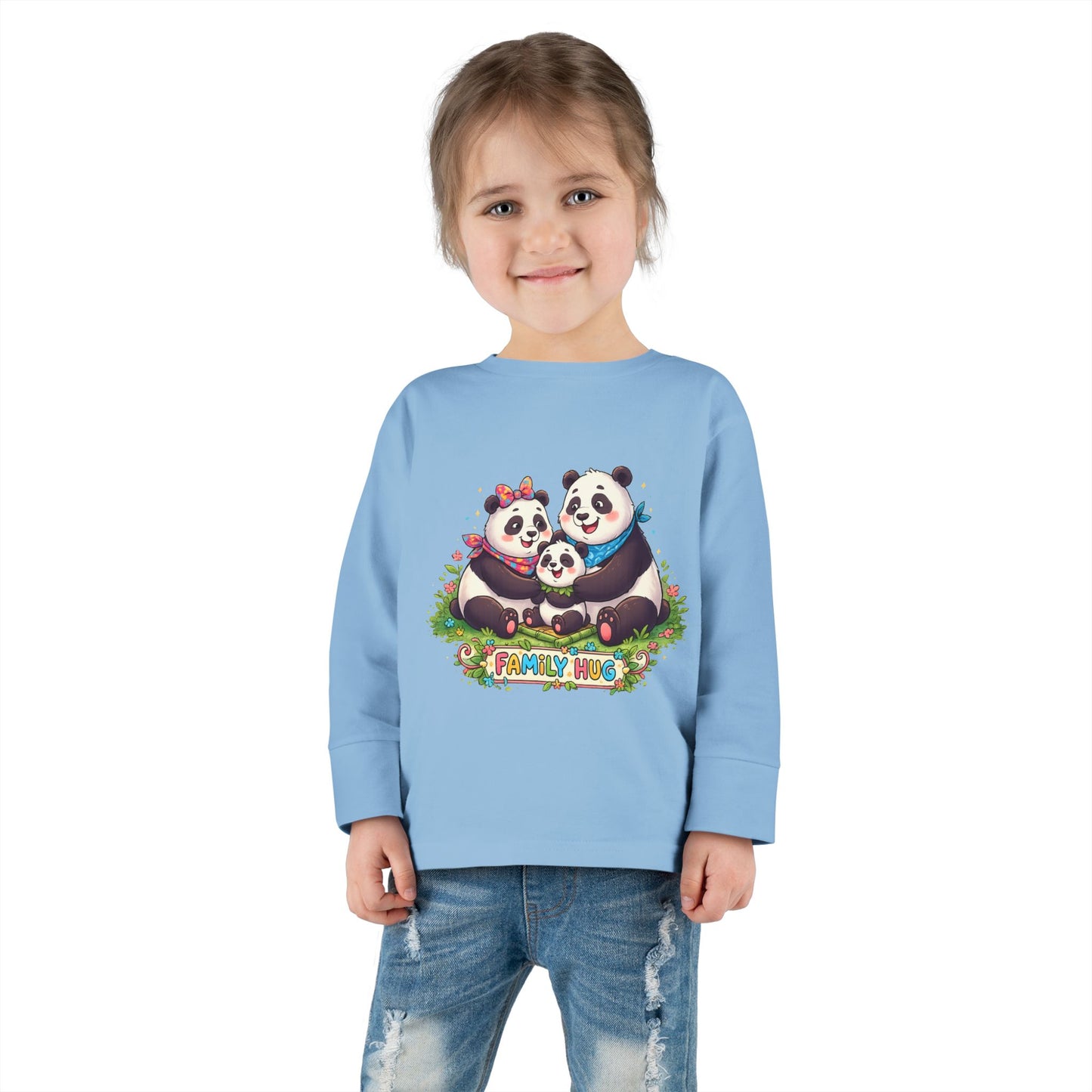 Family Hug Panda Toddler Long Sleeve Tee