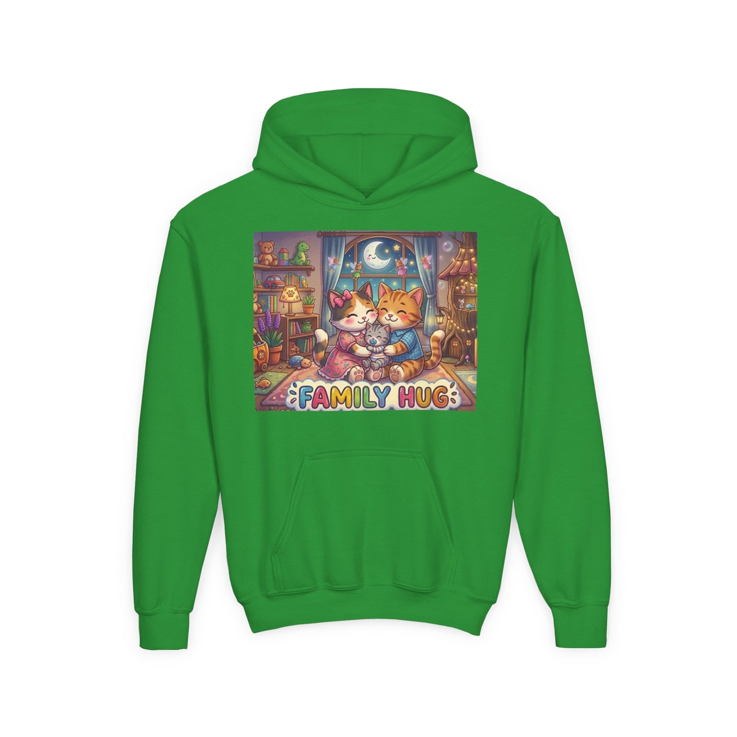 Family Hug Kitten Youth Heavy Blend Hooded Sweatshirt