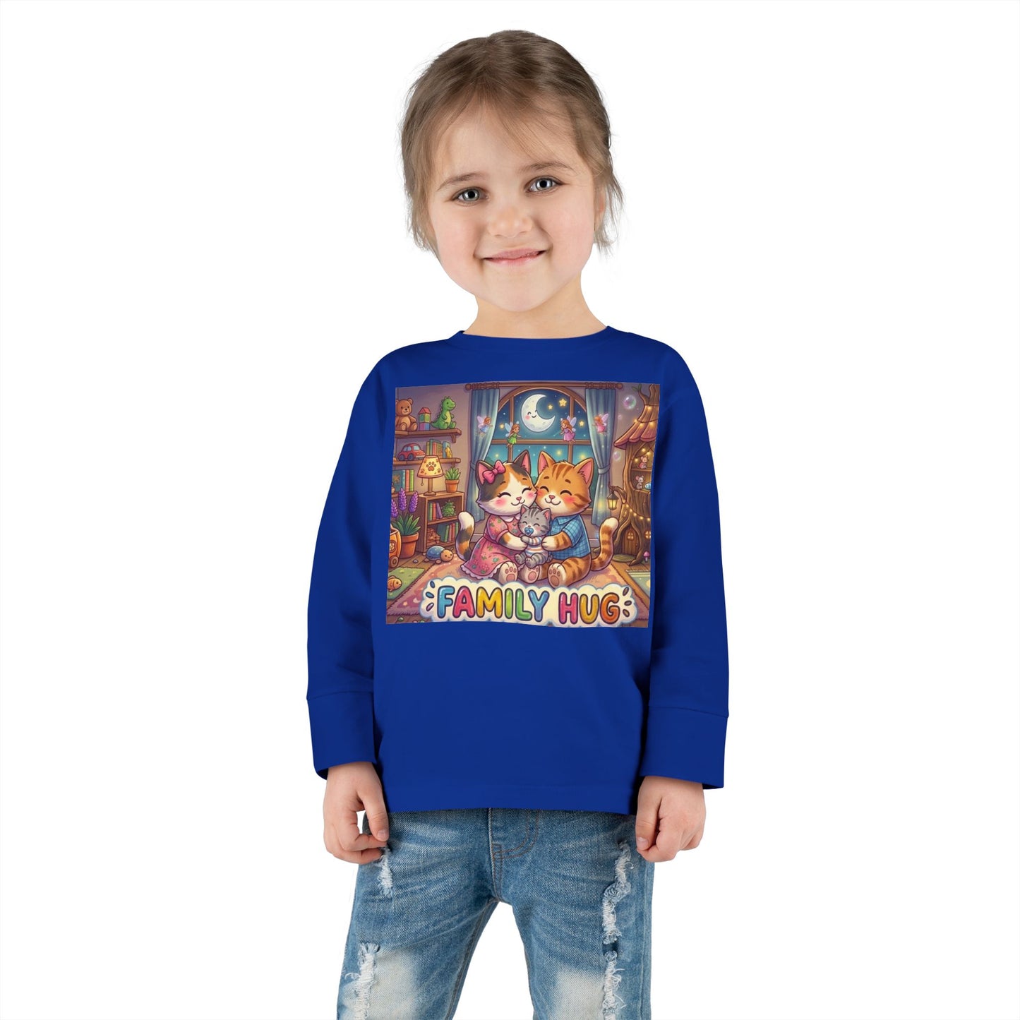 Family Hug Kitten Toddler Long Sleeve Tee