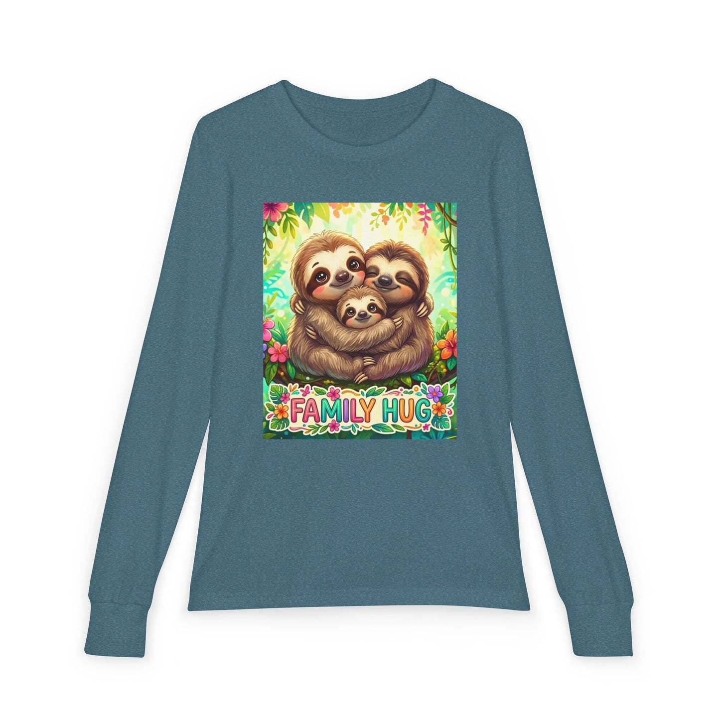 Family Hug Sloth Youth Jersey Long Sleeve Tee