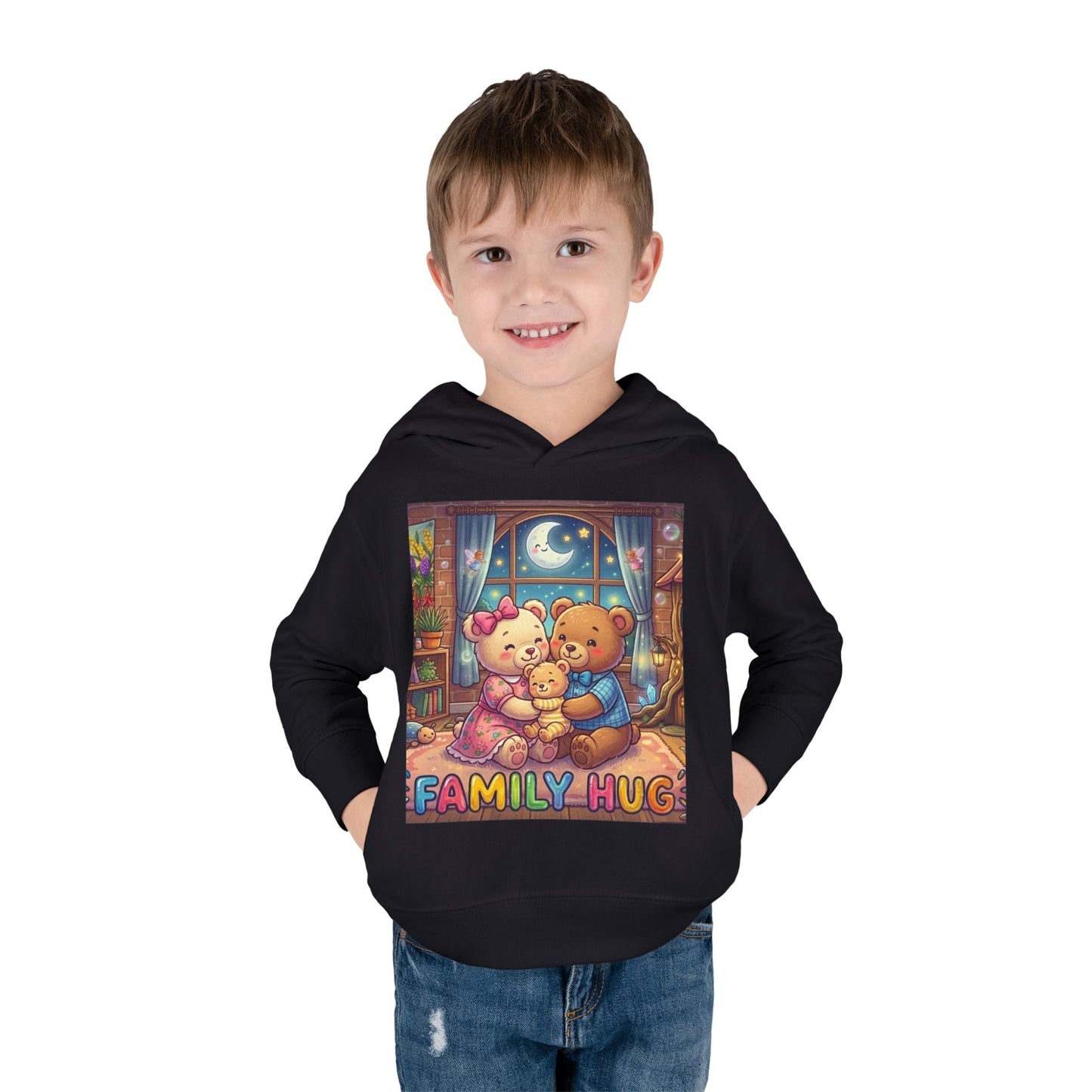 Family Hug Teddy Toddler Pullover Fleece Hoodie