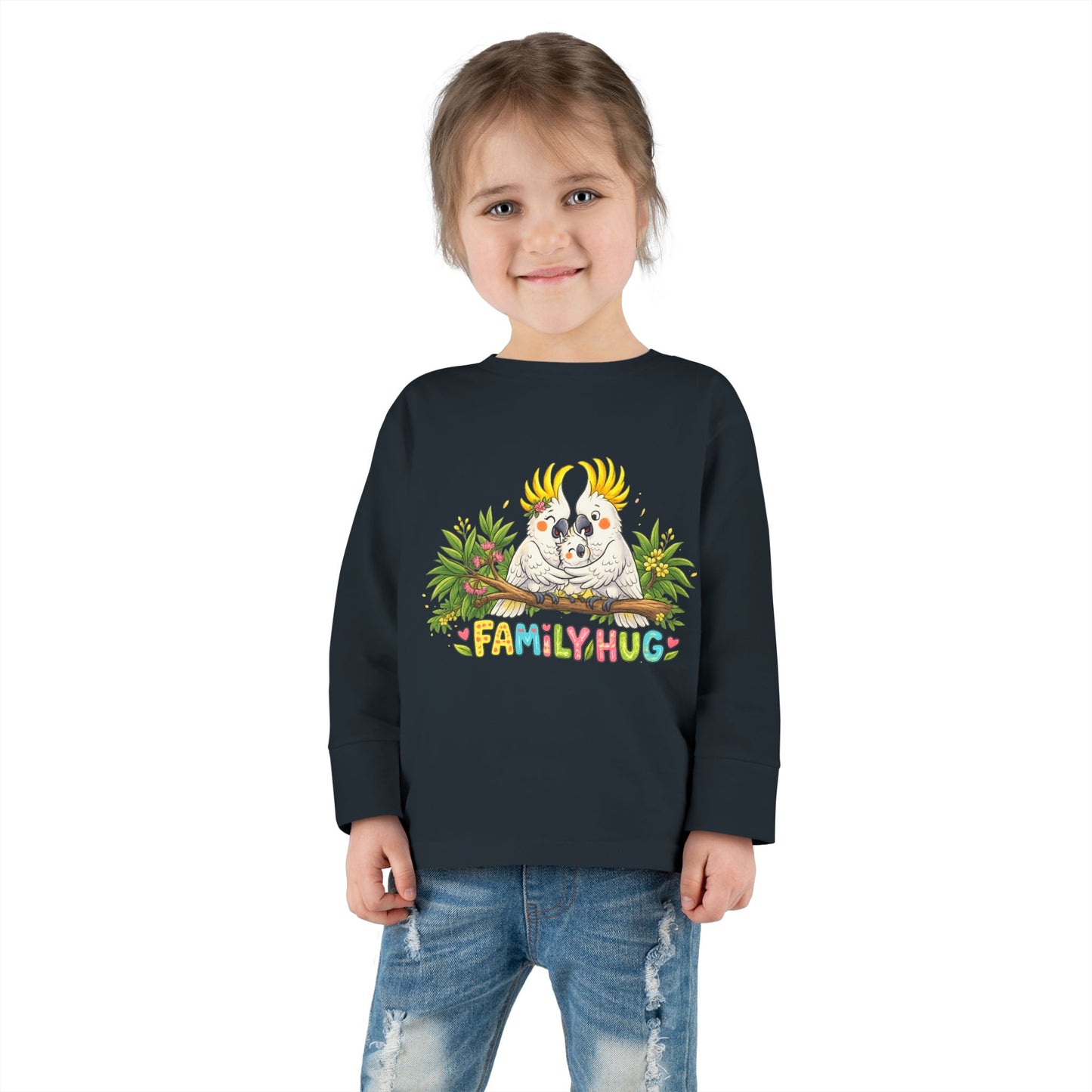 Family Hug Cockatoo Toddler Long Sleeve Tee